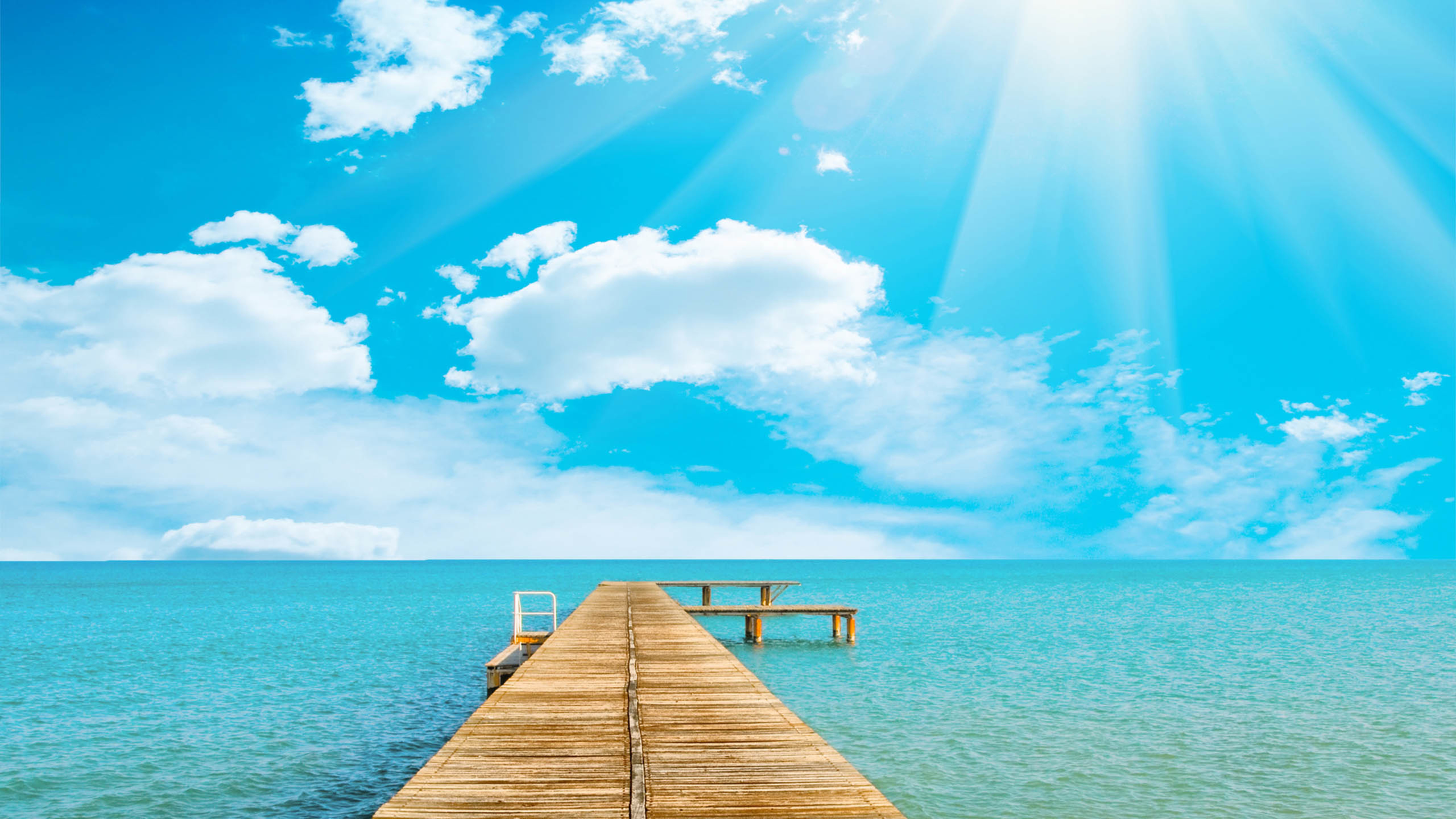 大海 蓝天 木桥