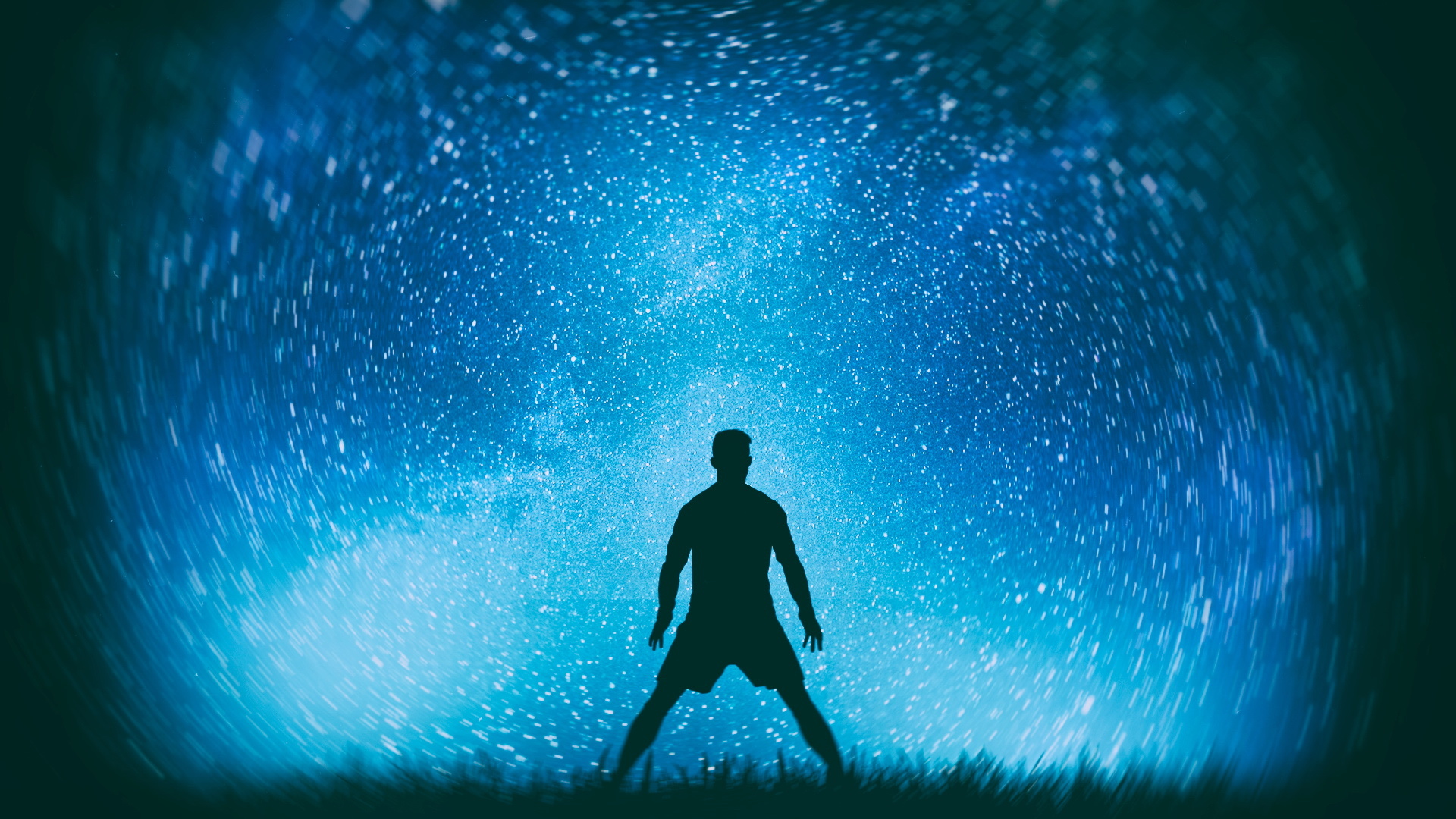 人影 夜色 繁星