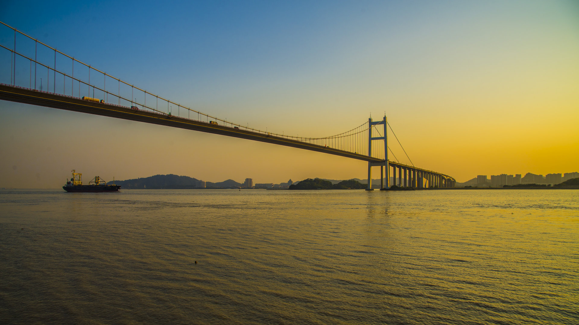 傍晚夕阳下的虎门大桥 风景