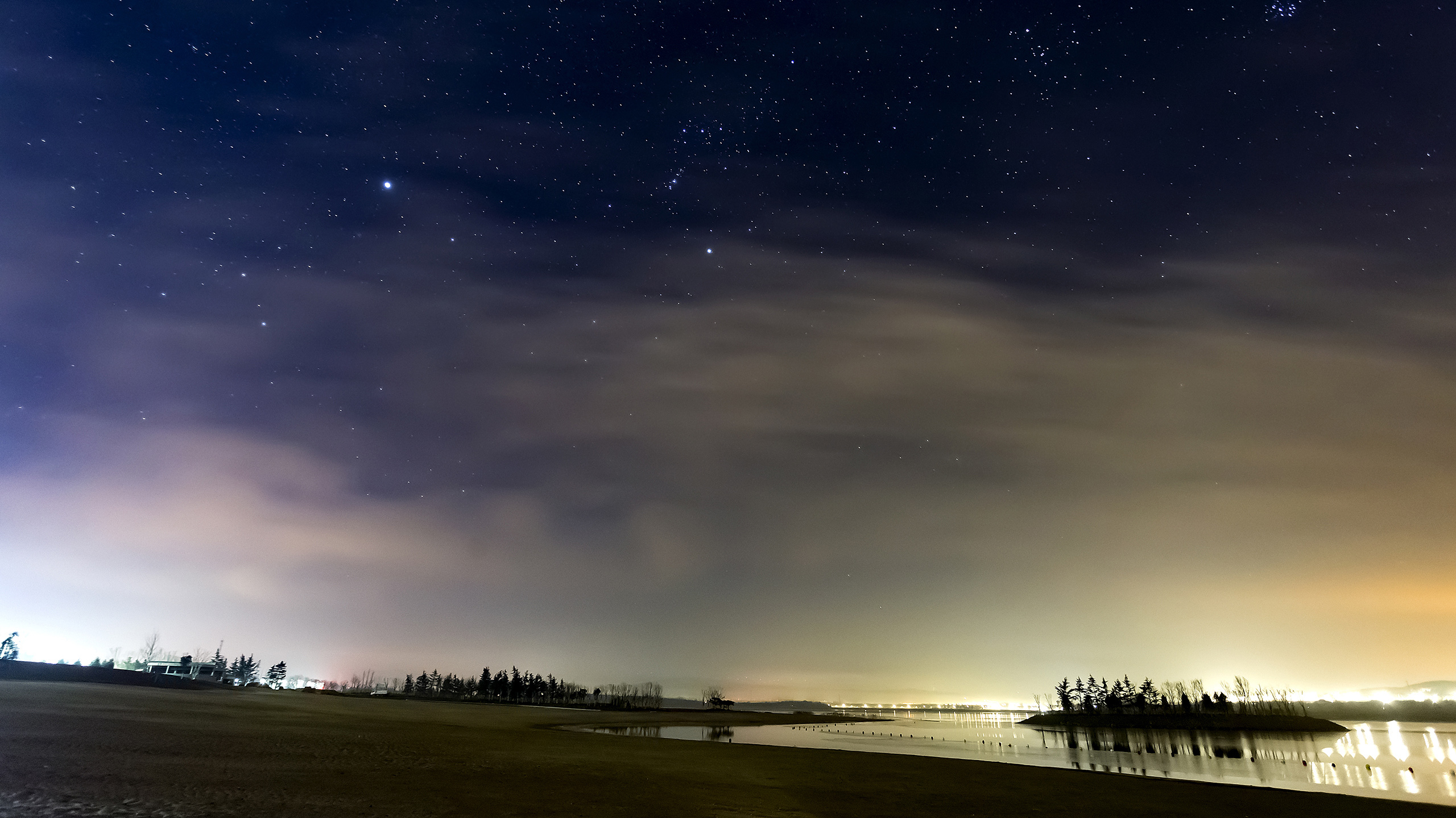 风景 2K 城市夜景 星空 繁星 夜晚