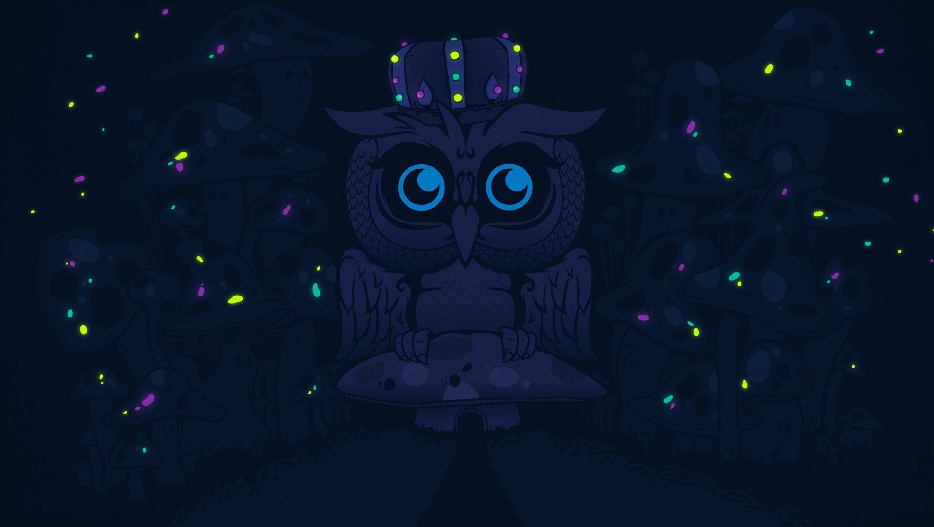 手绘 猫头鹰 黑暗