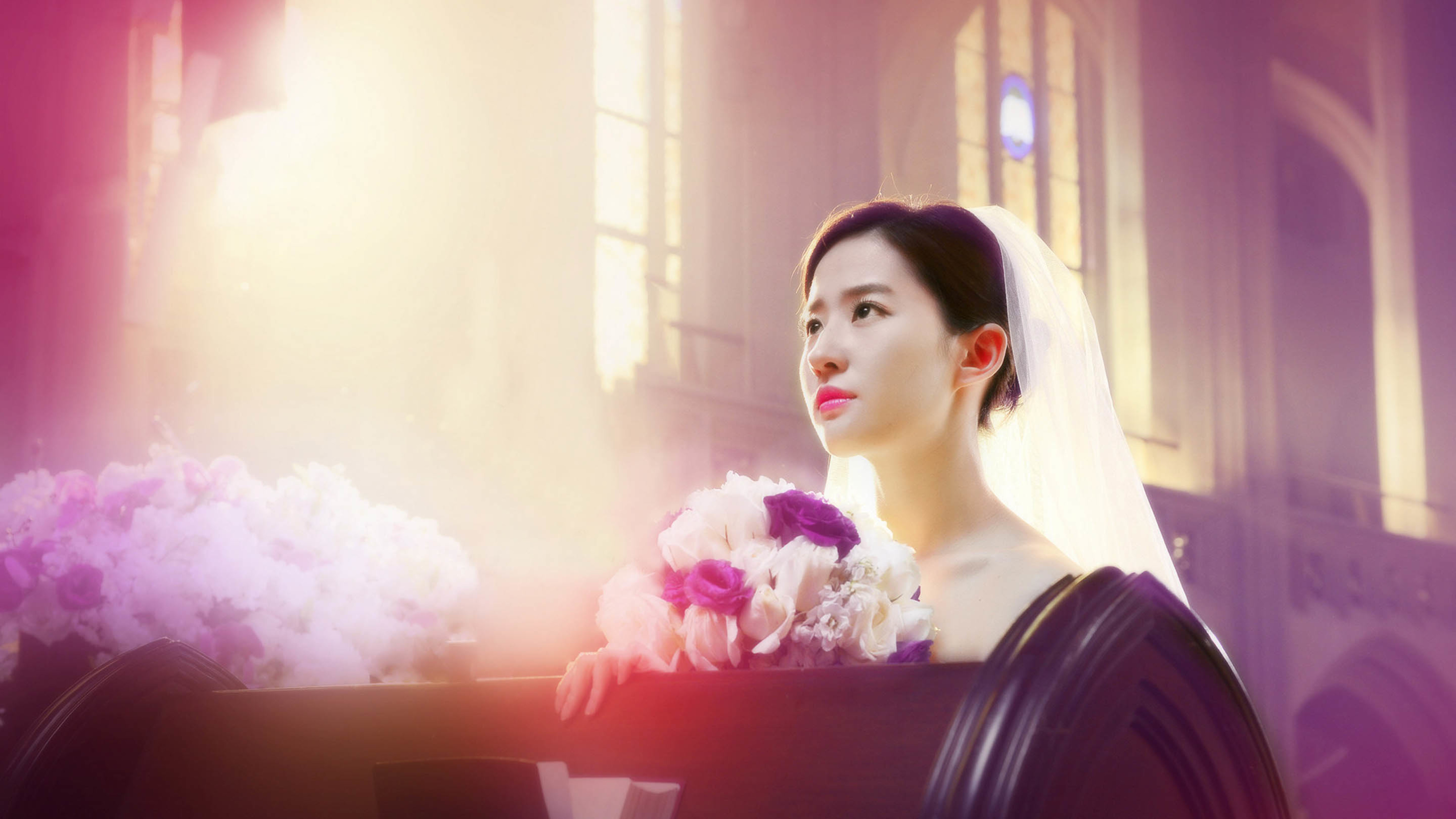 刘亦菲 鲜花 婚纱