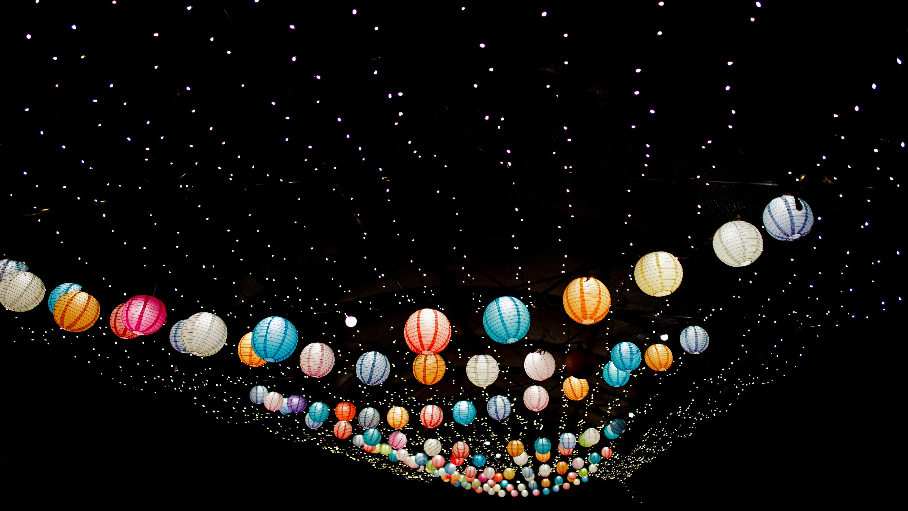 炫酷 黑夜 灯笼 4k