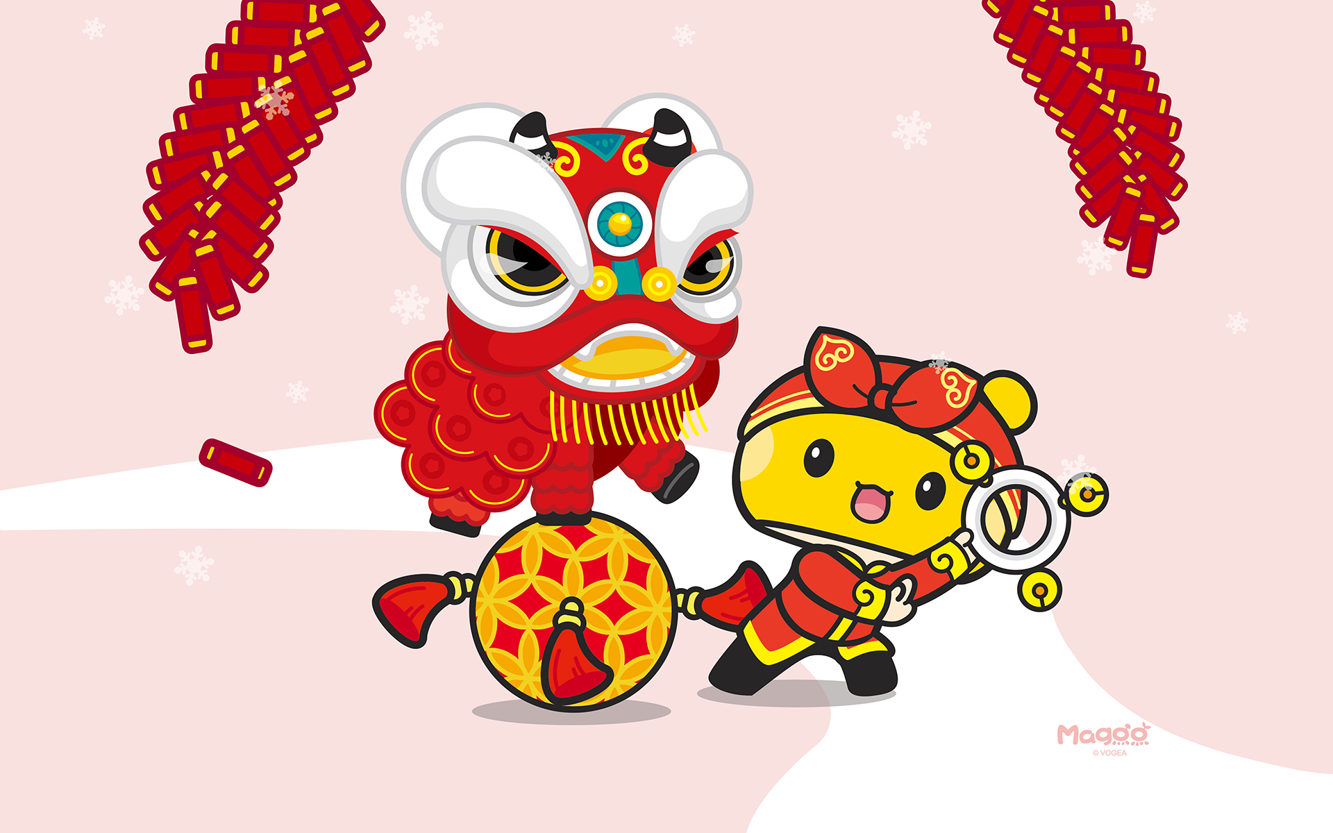 2017 新年快乐 蘑菇点点 春节 舞狮