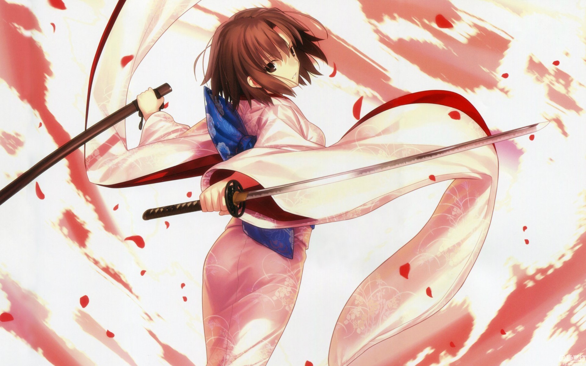 二次元 少女 刀剑 花瓣