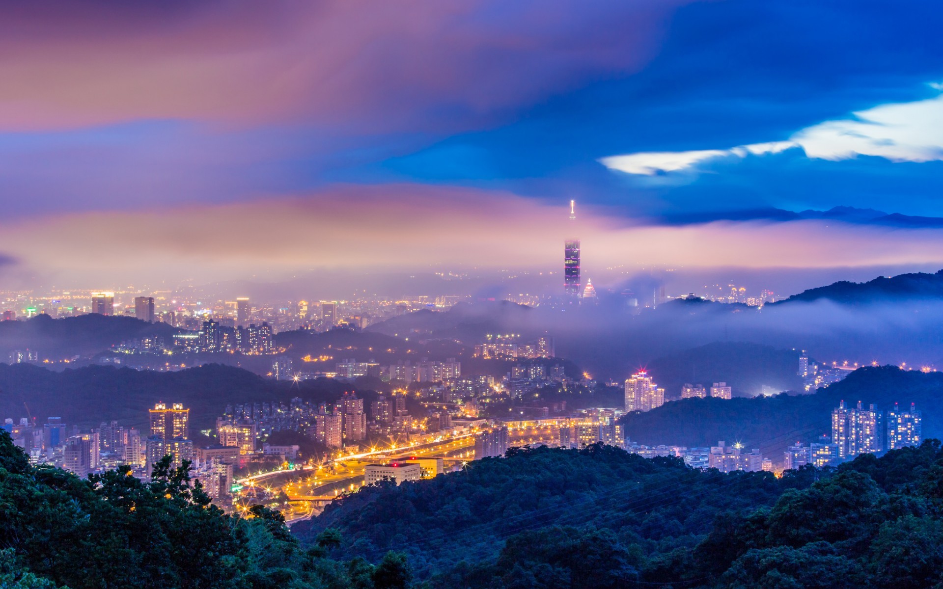 台北101 摩天大楼 夜景 风光 风景 宽屏