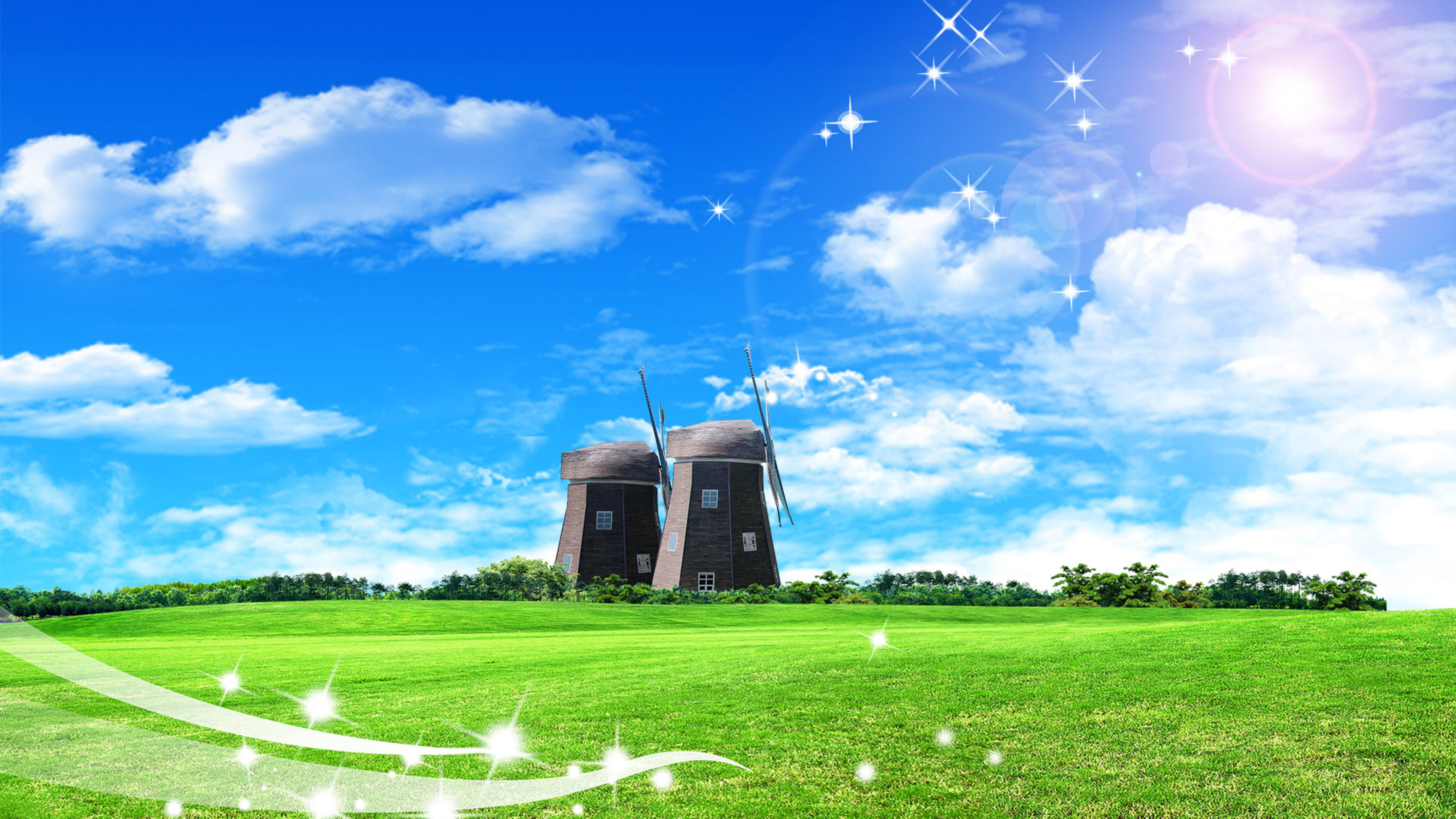 星光 风车 草地