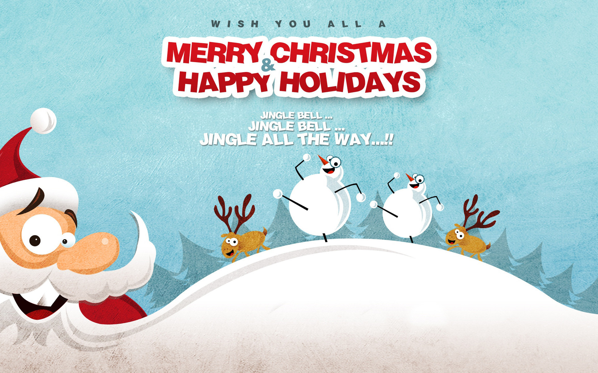 圣诞节 雪人 圣诞老人 卡通