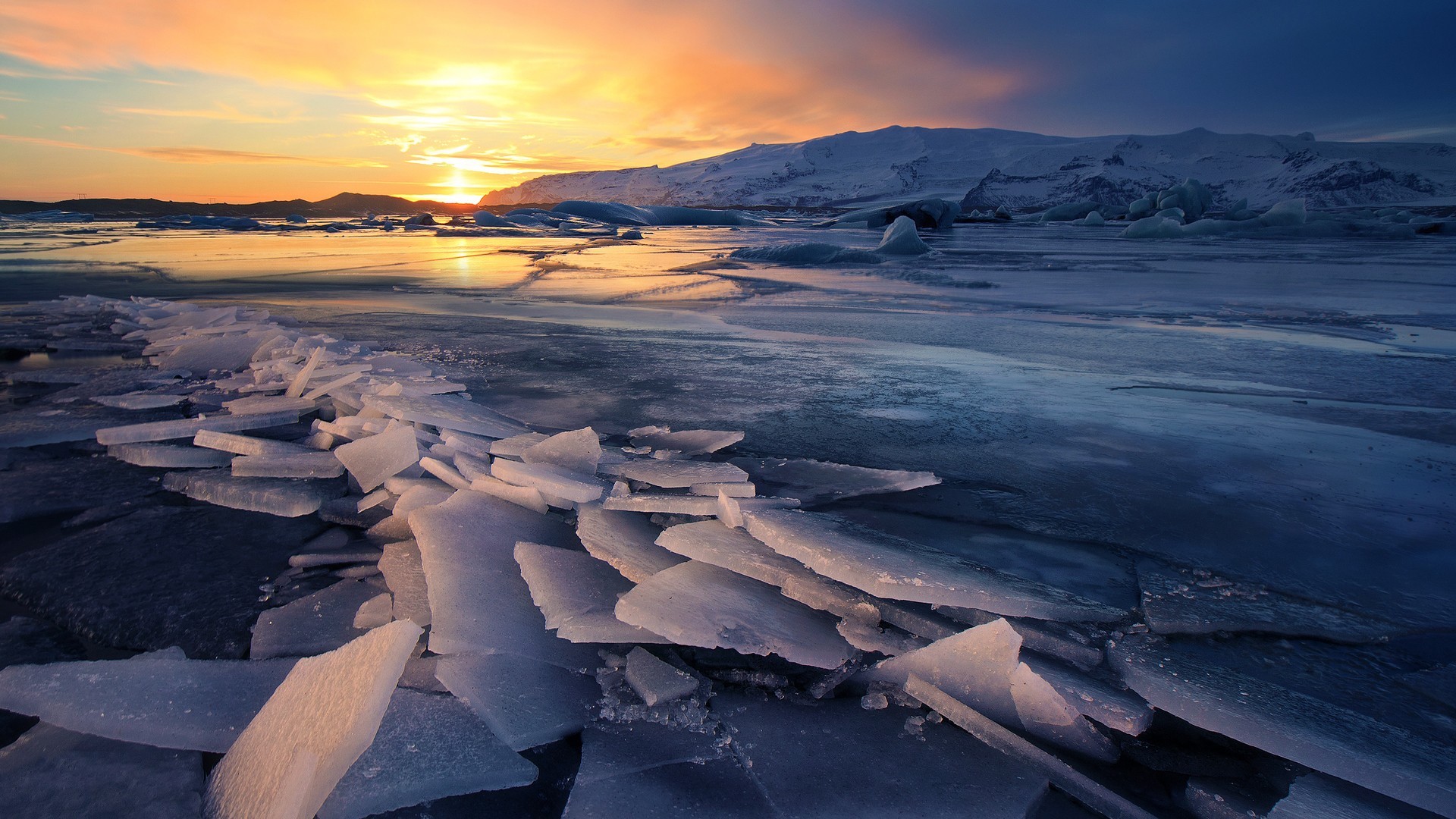 风景 冰天雪地 极地 夕阳