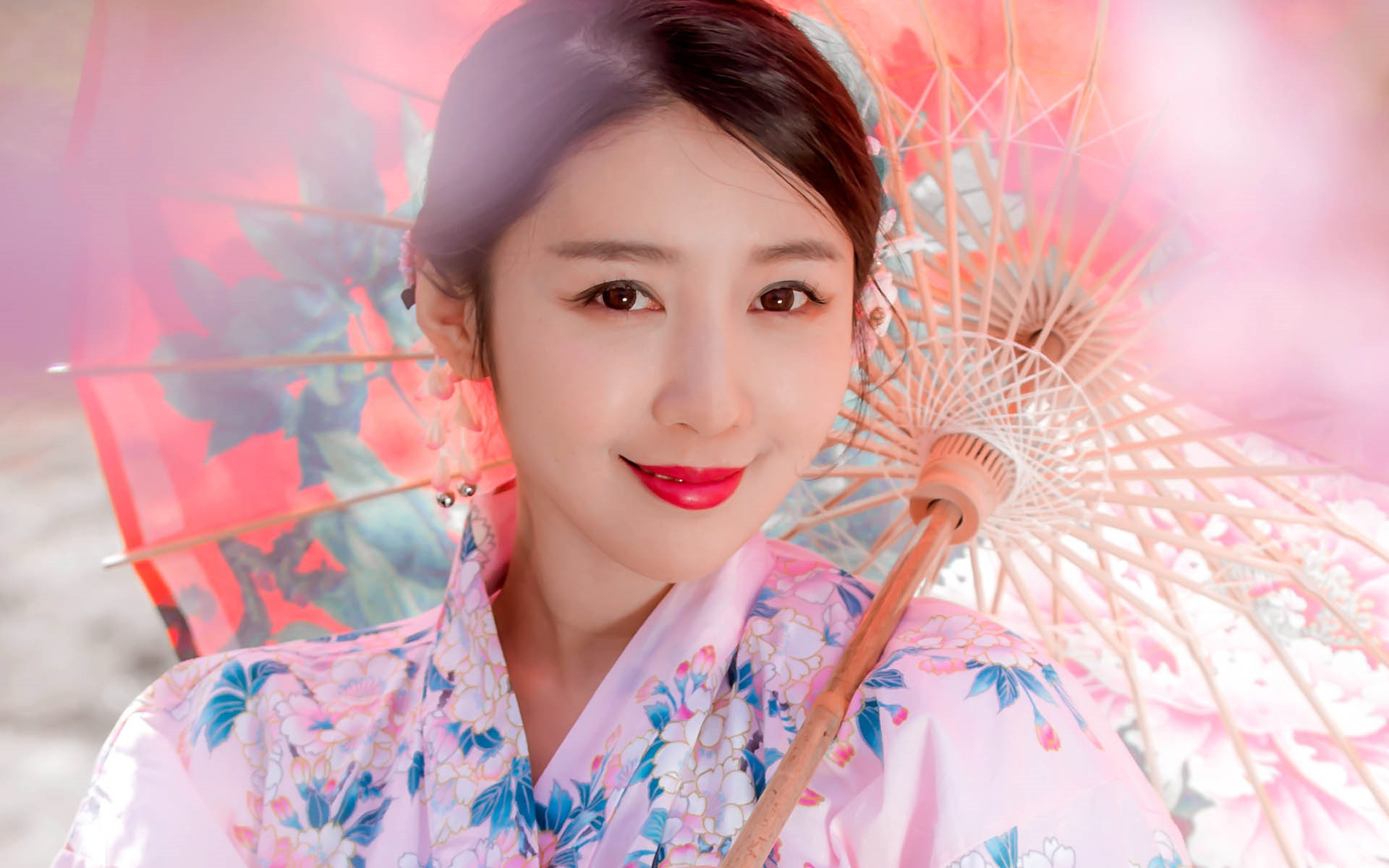 清纯 桃花 意境 唯美 和服