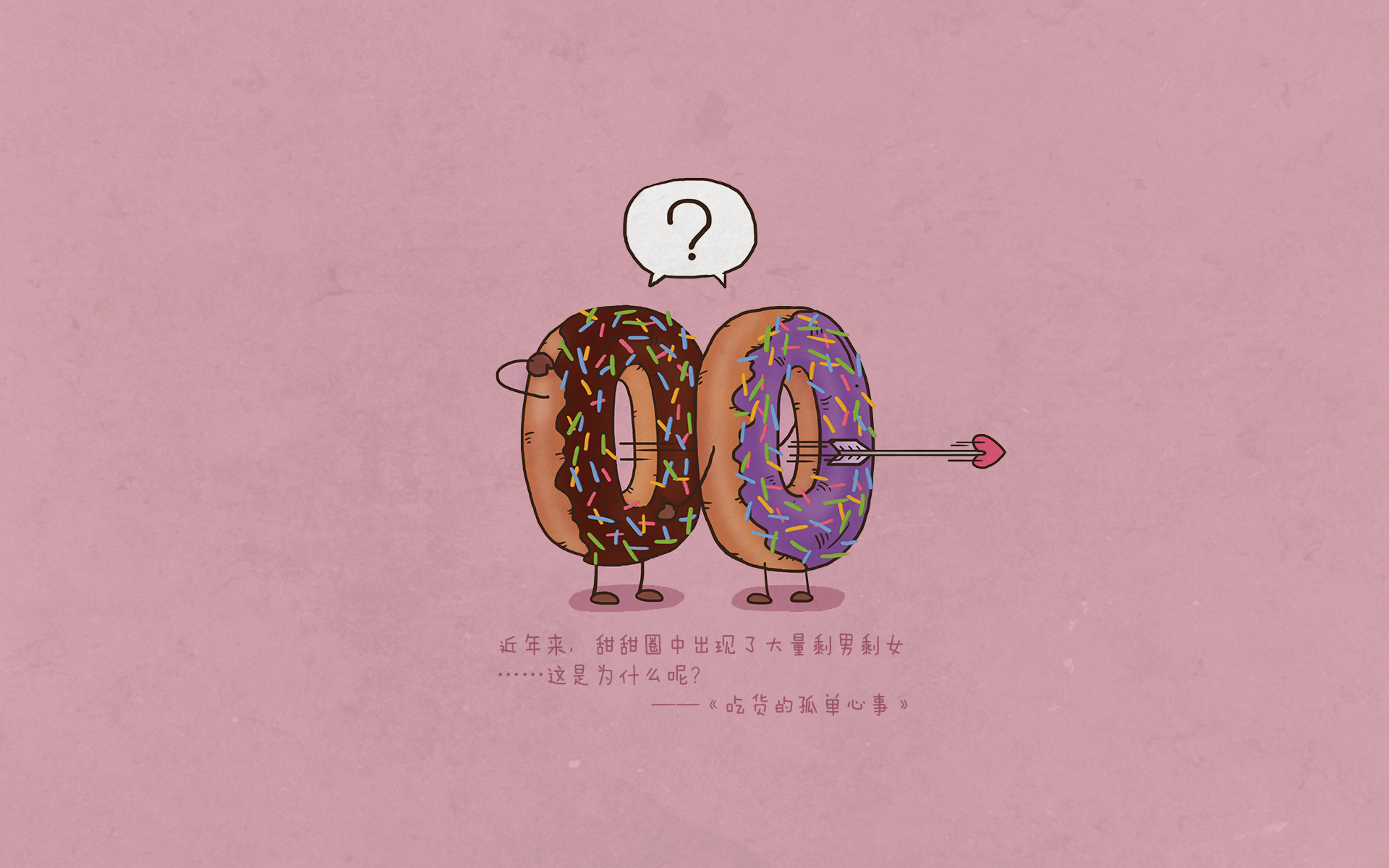 吃货的孤单心事 可爱 卡通 甜甜圈 文字 宽屏