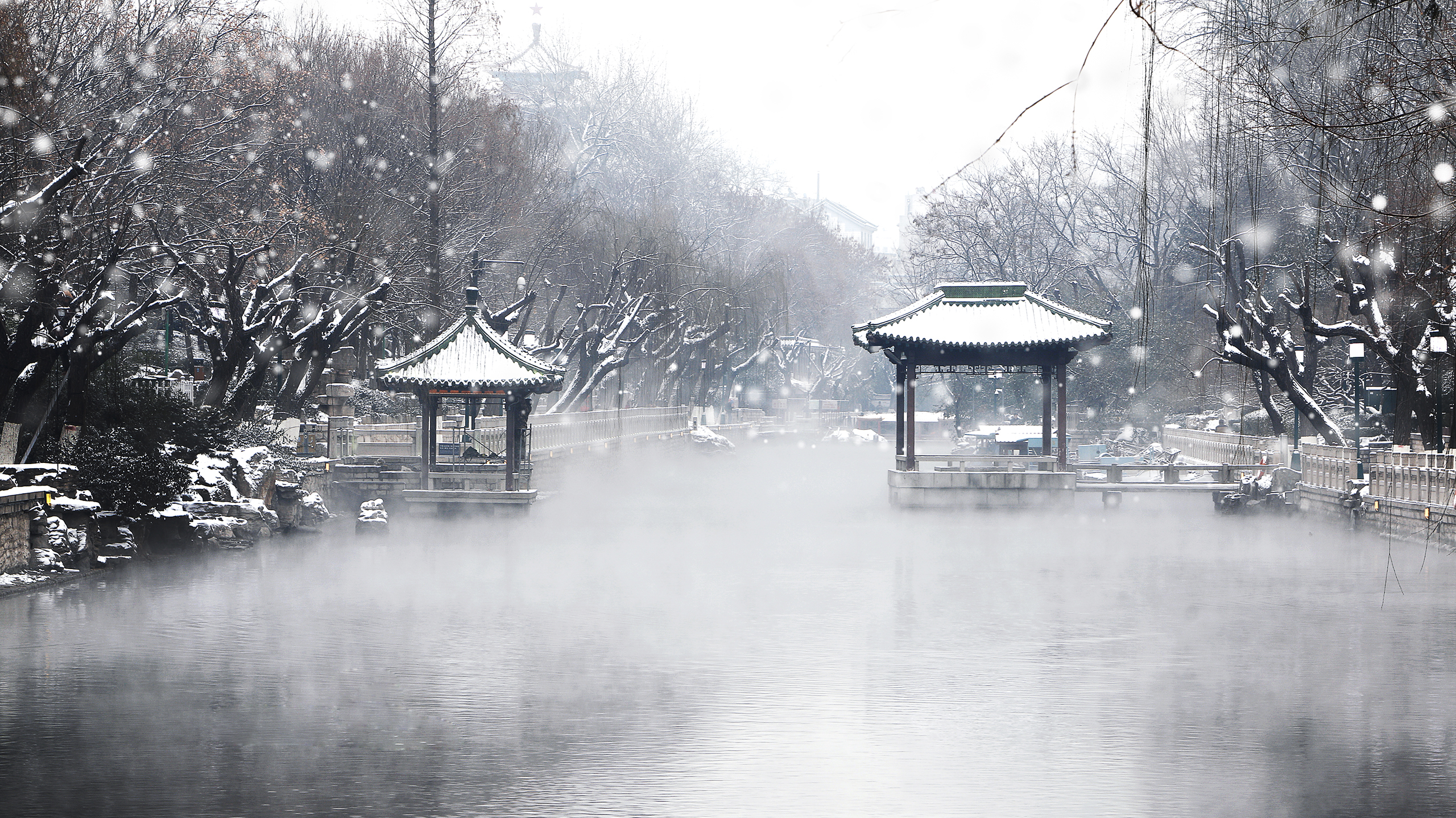 风景 冰天雪地 雪景 中国风 园林