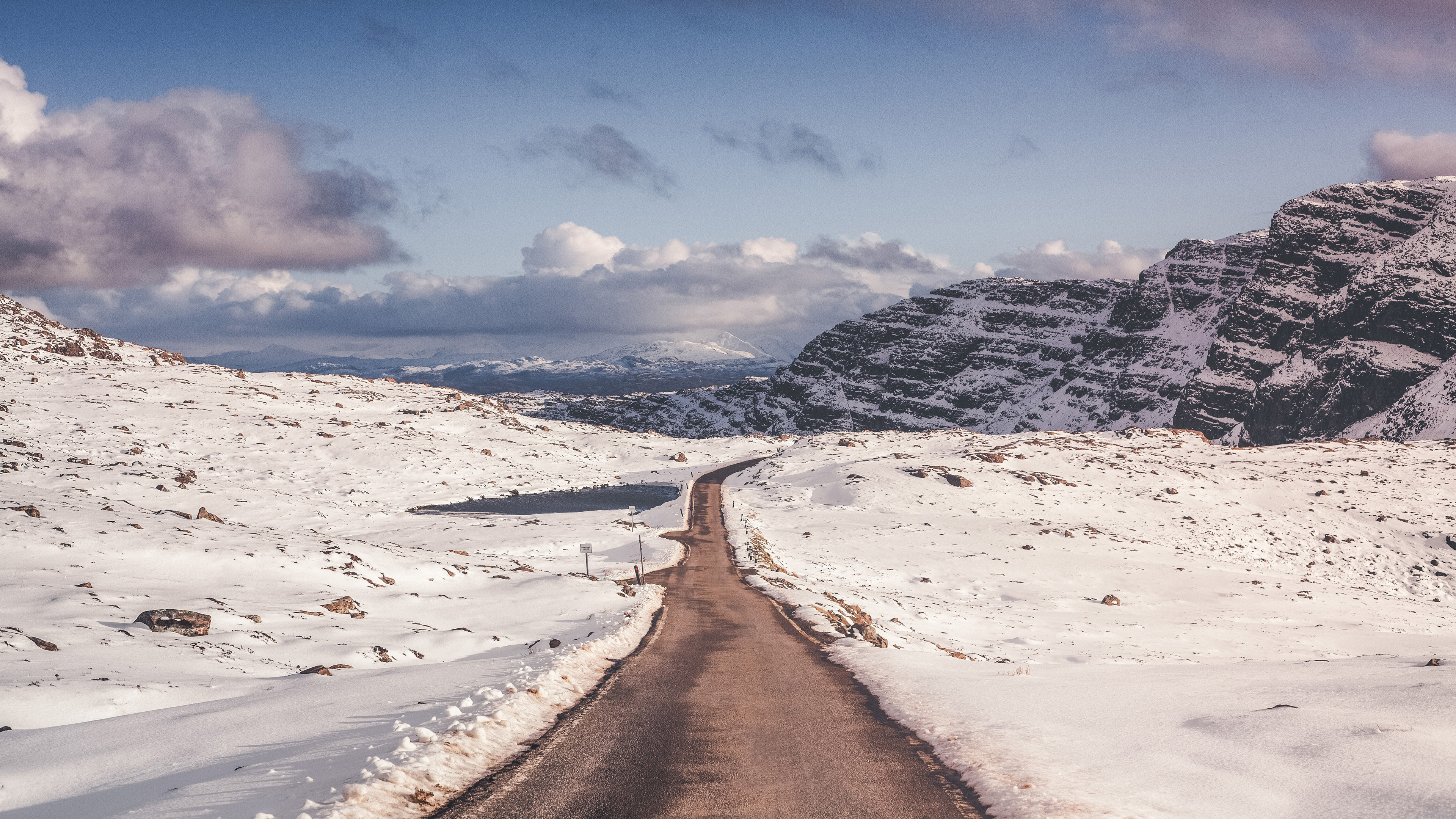 4K 风景 道路 公路 雪景