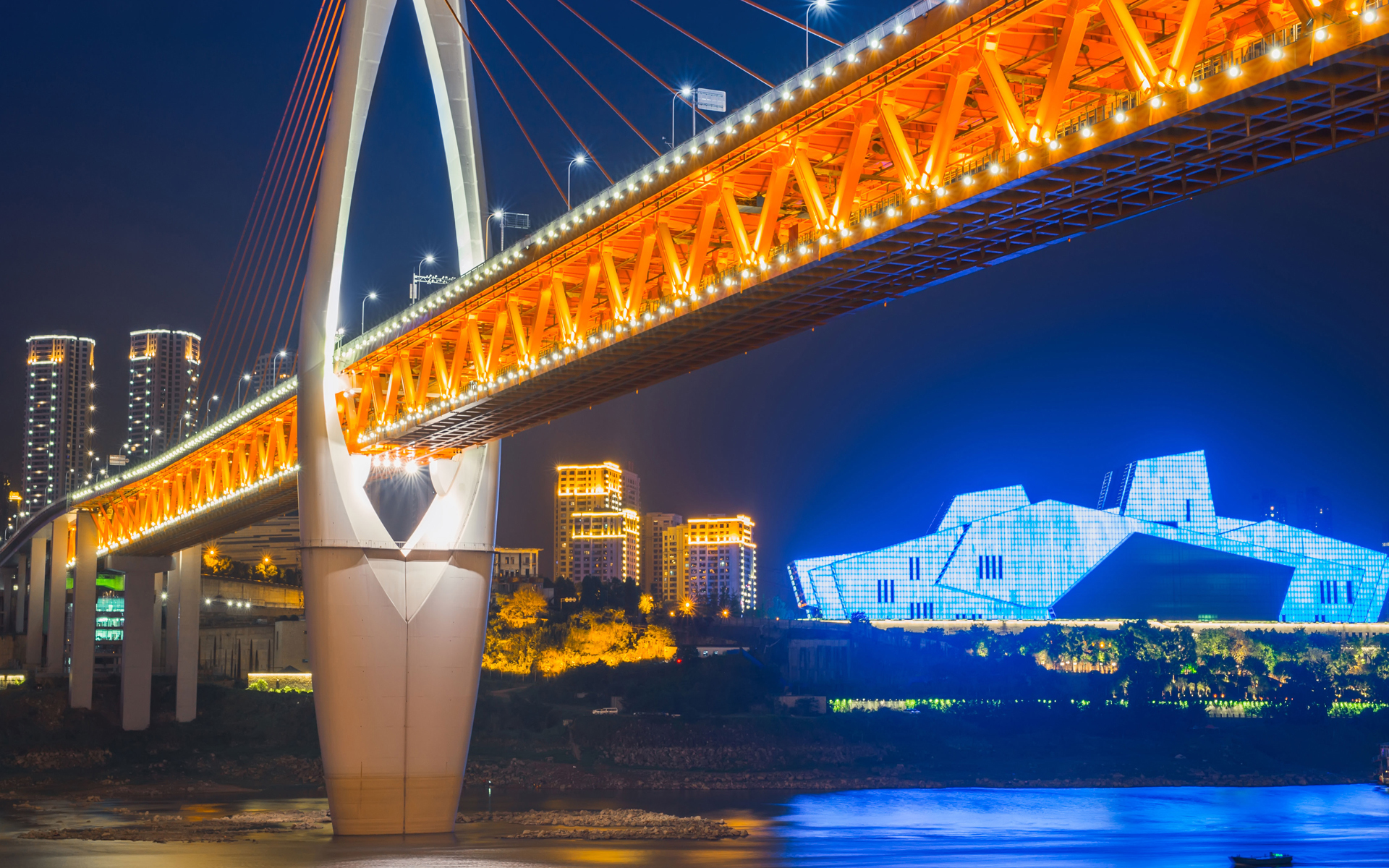 风景 城市夜景 中国 重庆 大桥 建筑