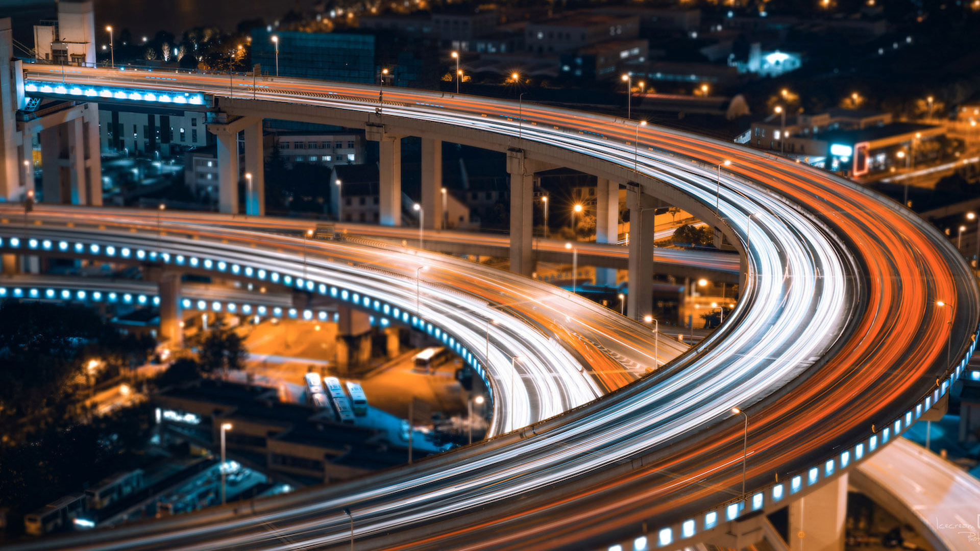 风景 城市夜景 立交桥 公路 道路
