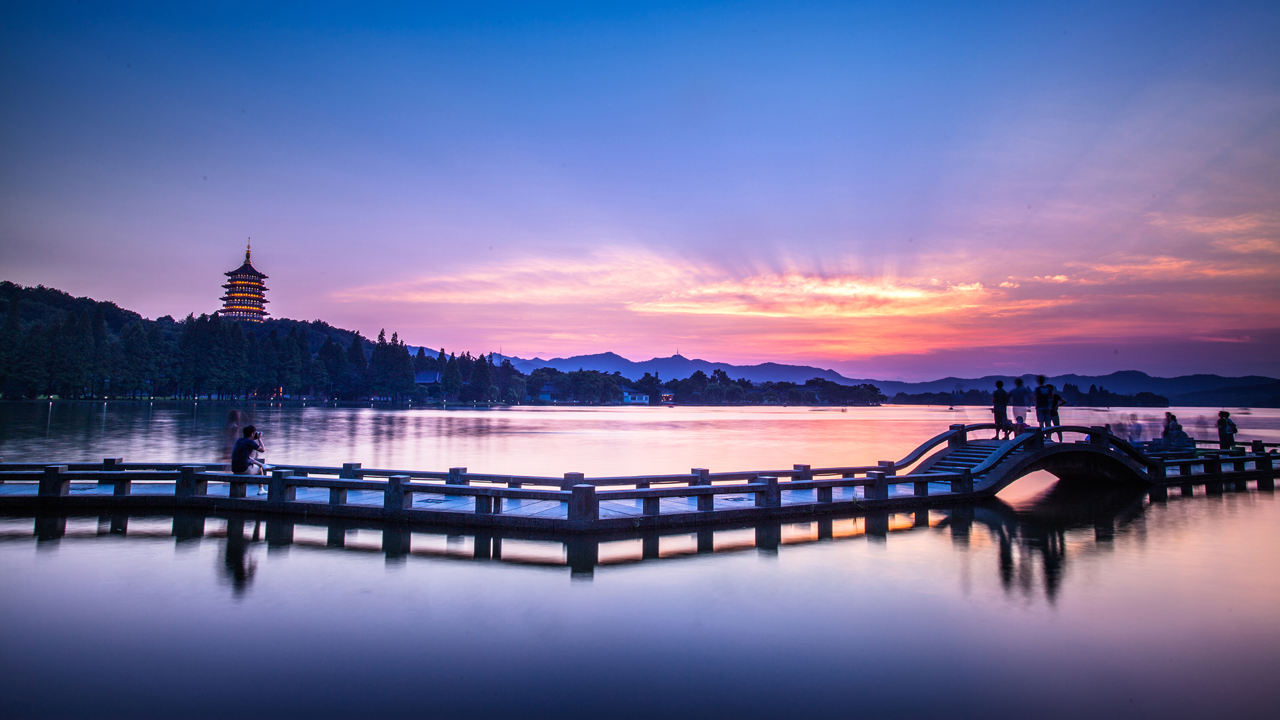 风景 自然风光 杭州西湖夜景 湖泊