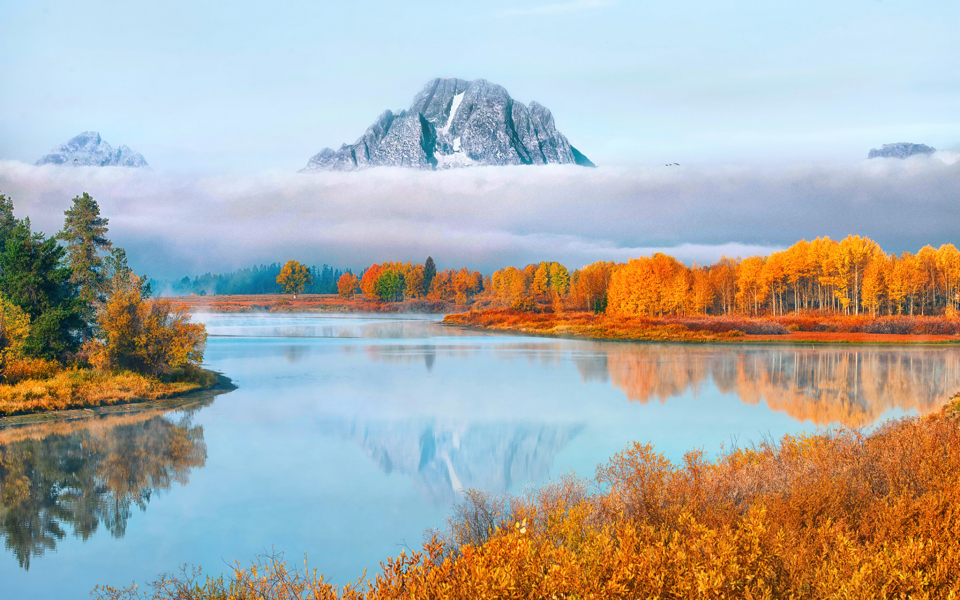 风景 自然风光 远山 森林 秋景 云雾