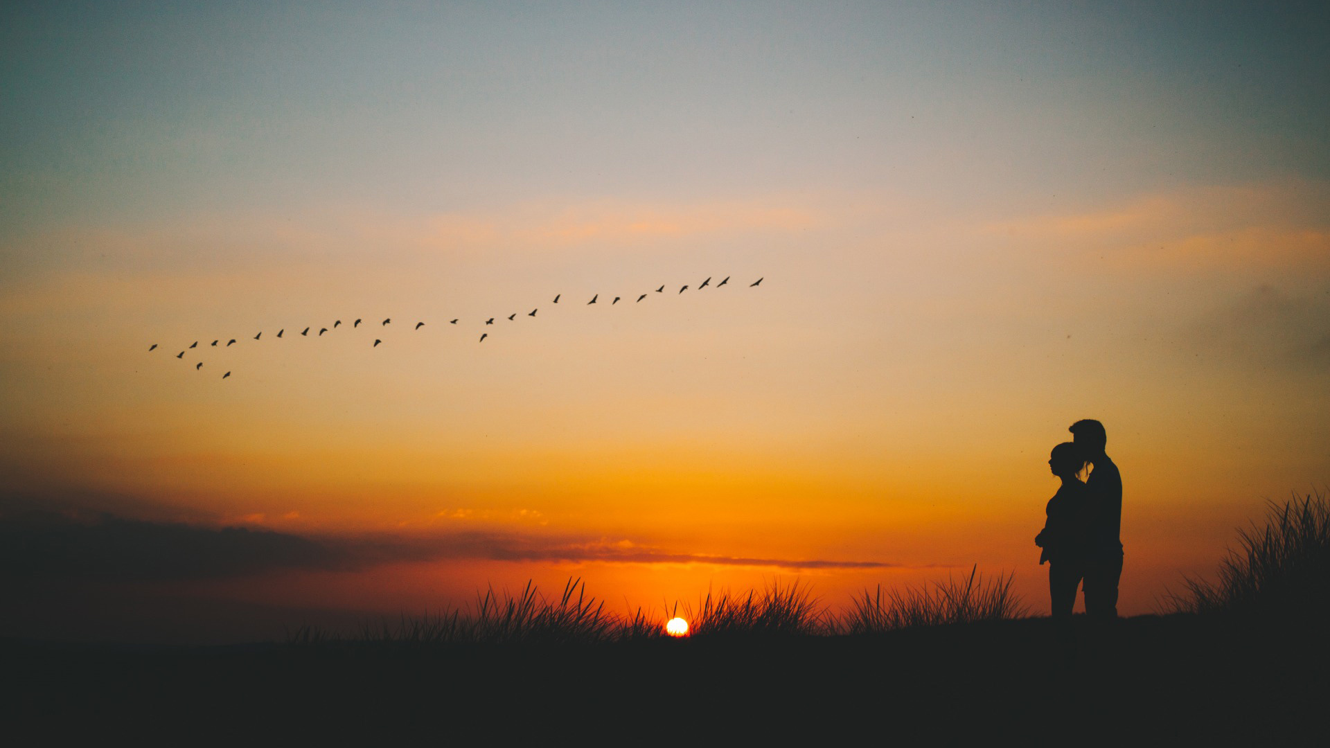 唯美温馨 情侣 黄昏