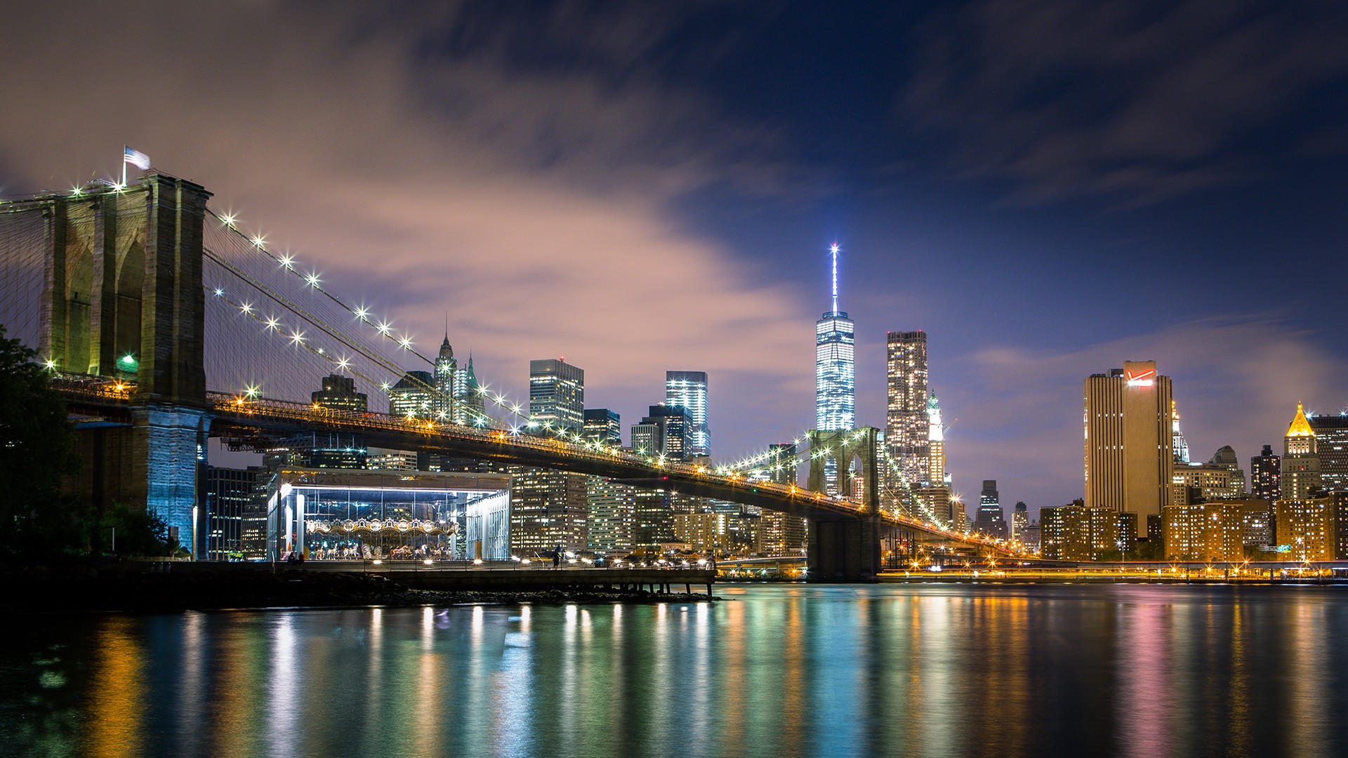 风景 城市夜景 建筑 桥梁 纽约