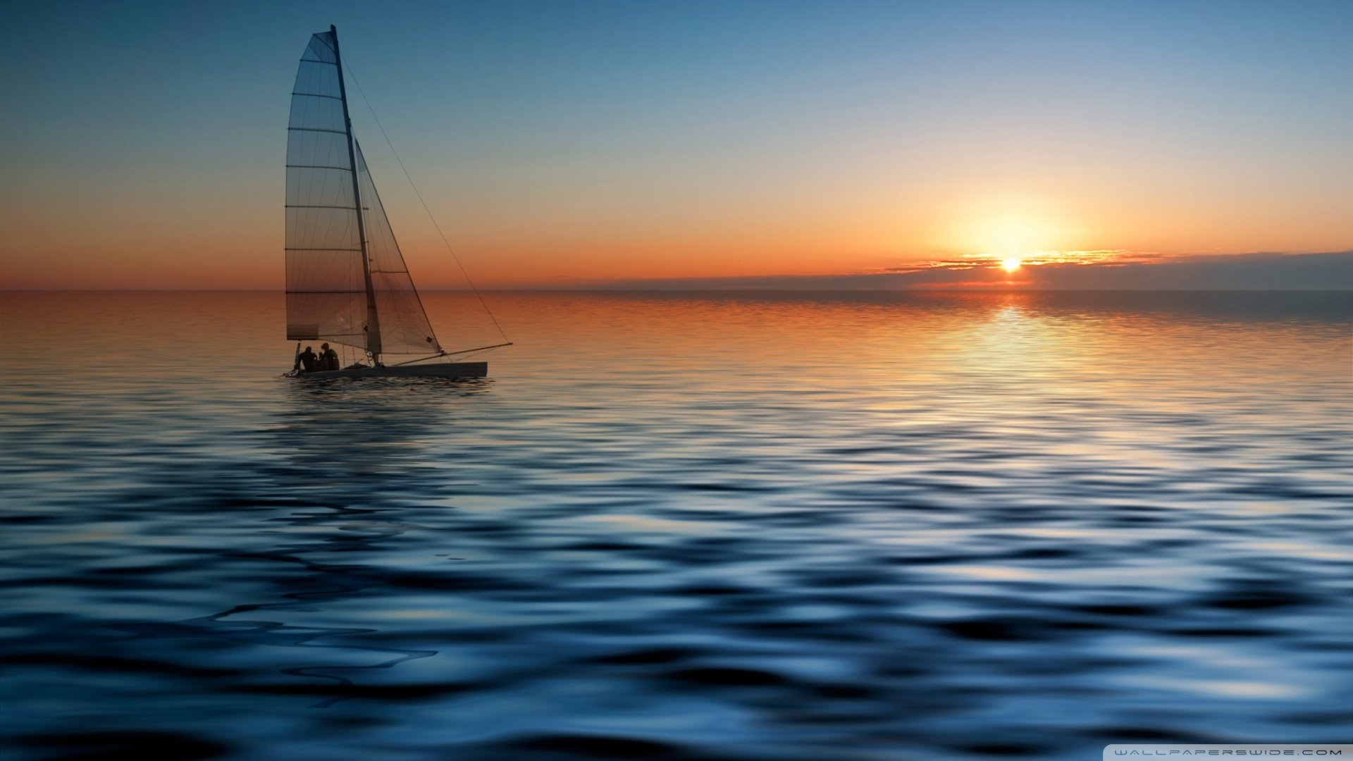 自然 风光 风景 船  帆 扬帆起航 远行 出发 落日余晖 夕阳 大海