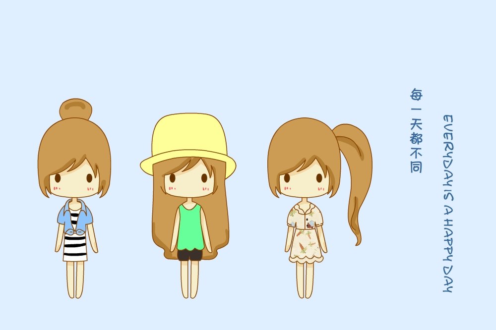 鬼鬼 鬼小妞 可爱 手绘 卡通 女孩 清新