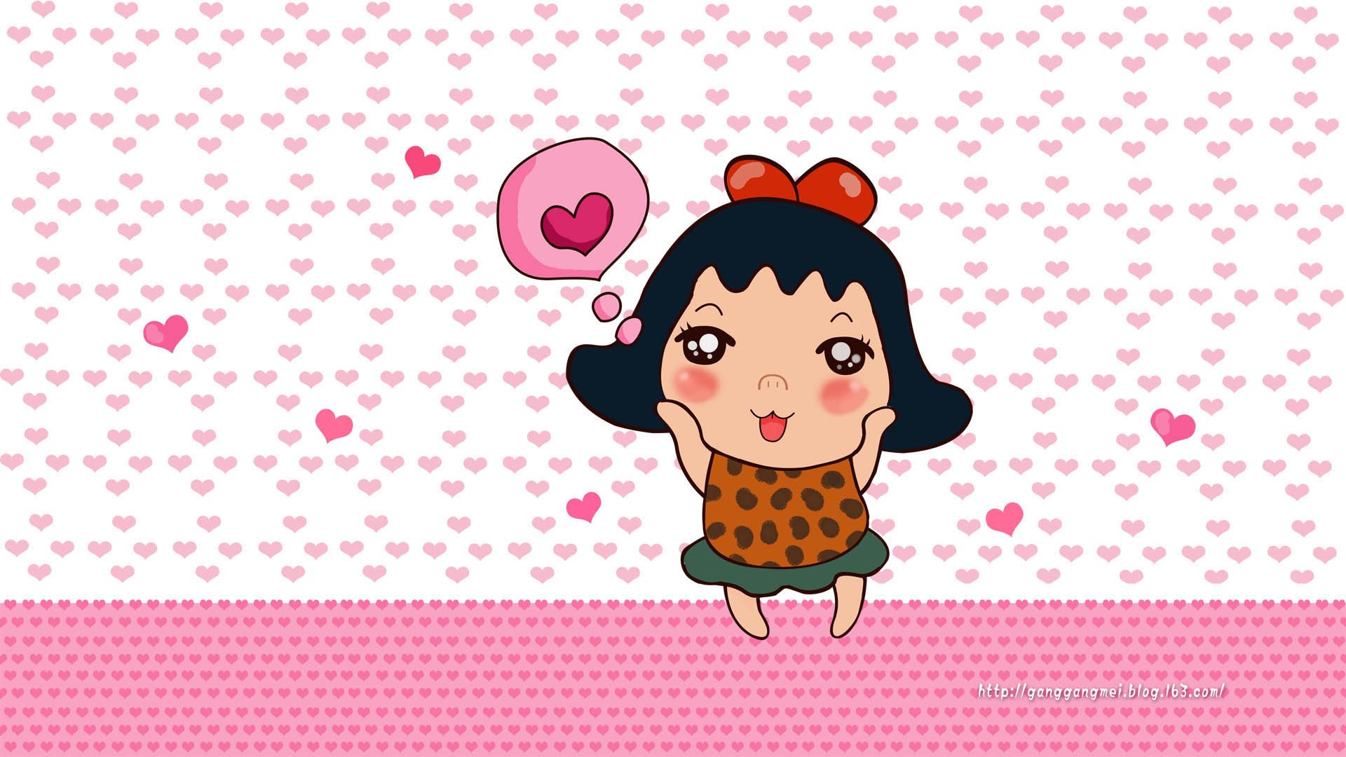 卡通 手绘 女孩 岗岗妹