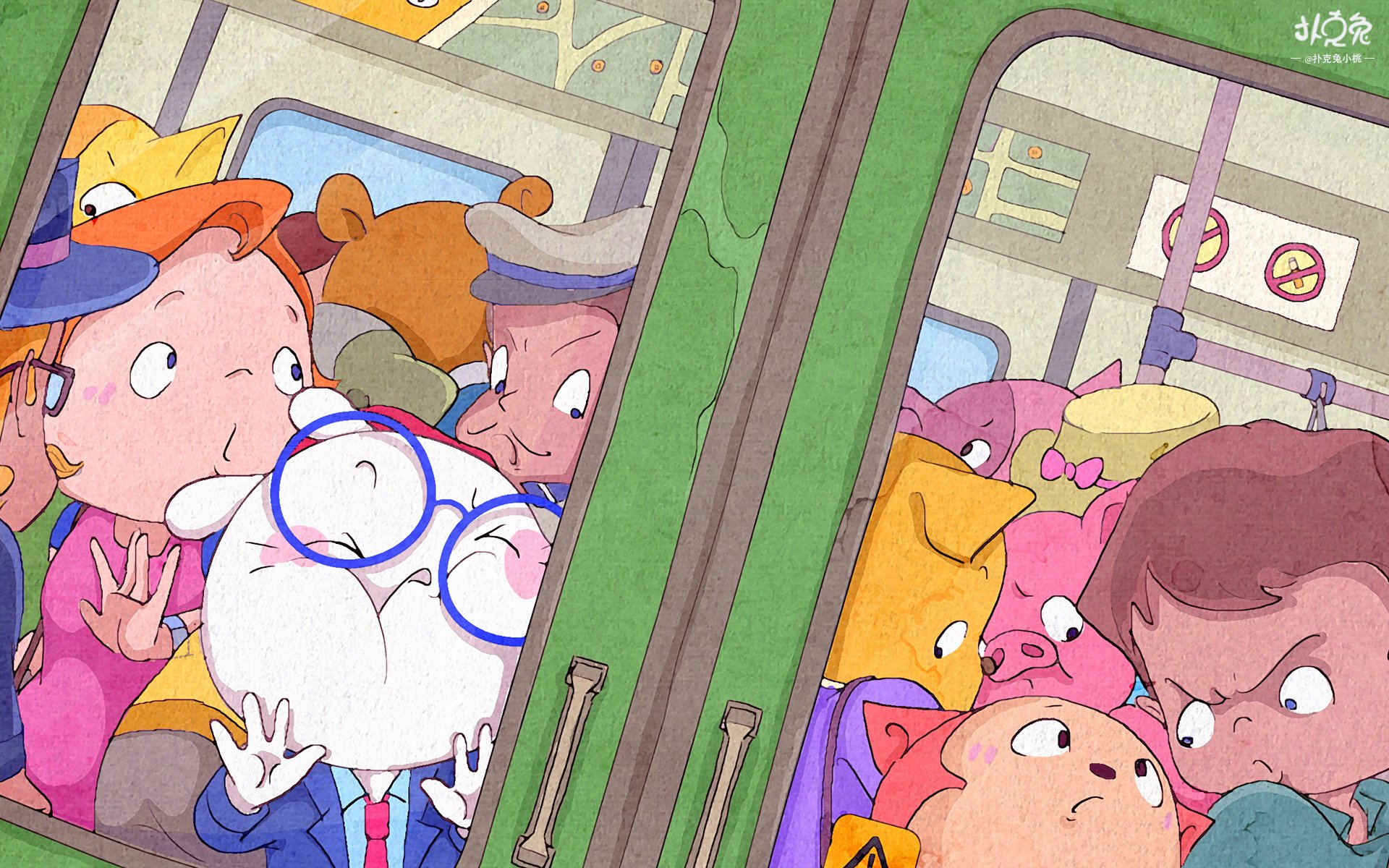 卡通 手绘 扑克兔