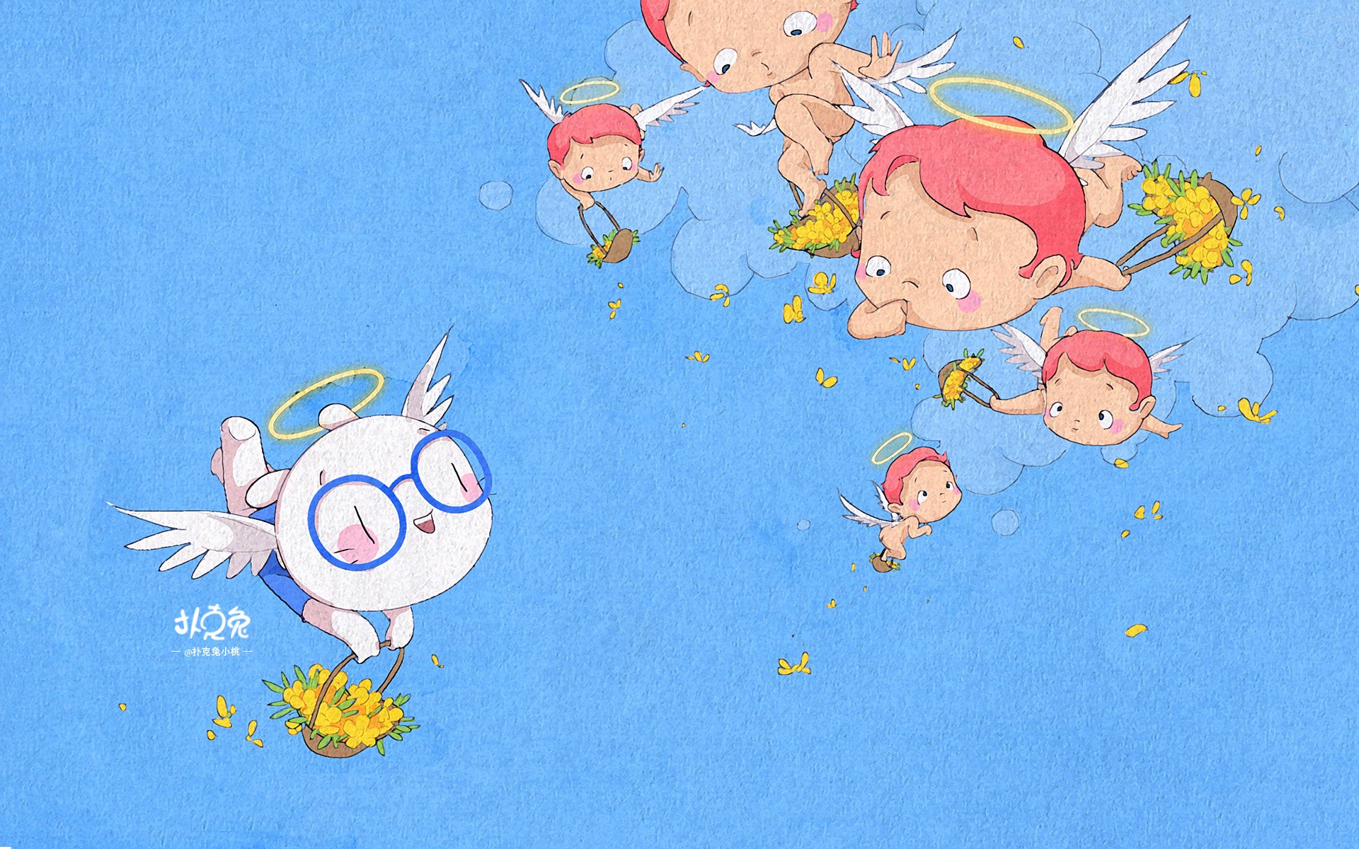 卡通 手绘 扑克兔