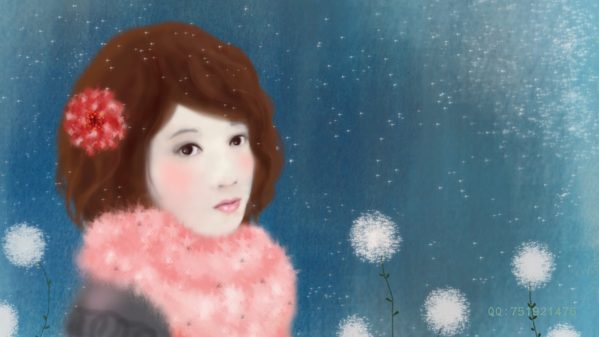 梦里飞插画 女孩 梦幻