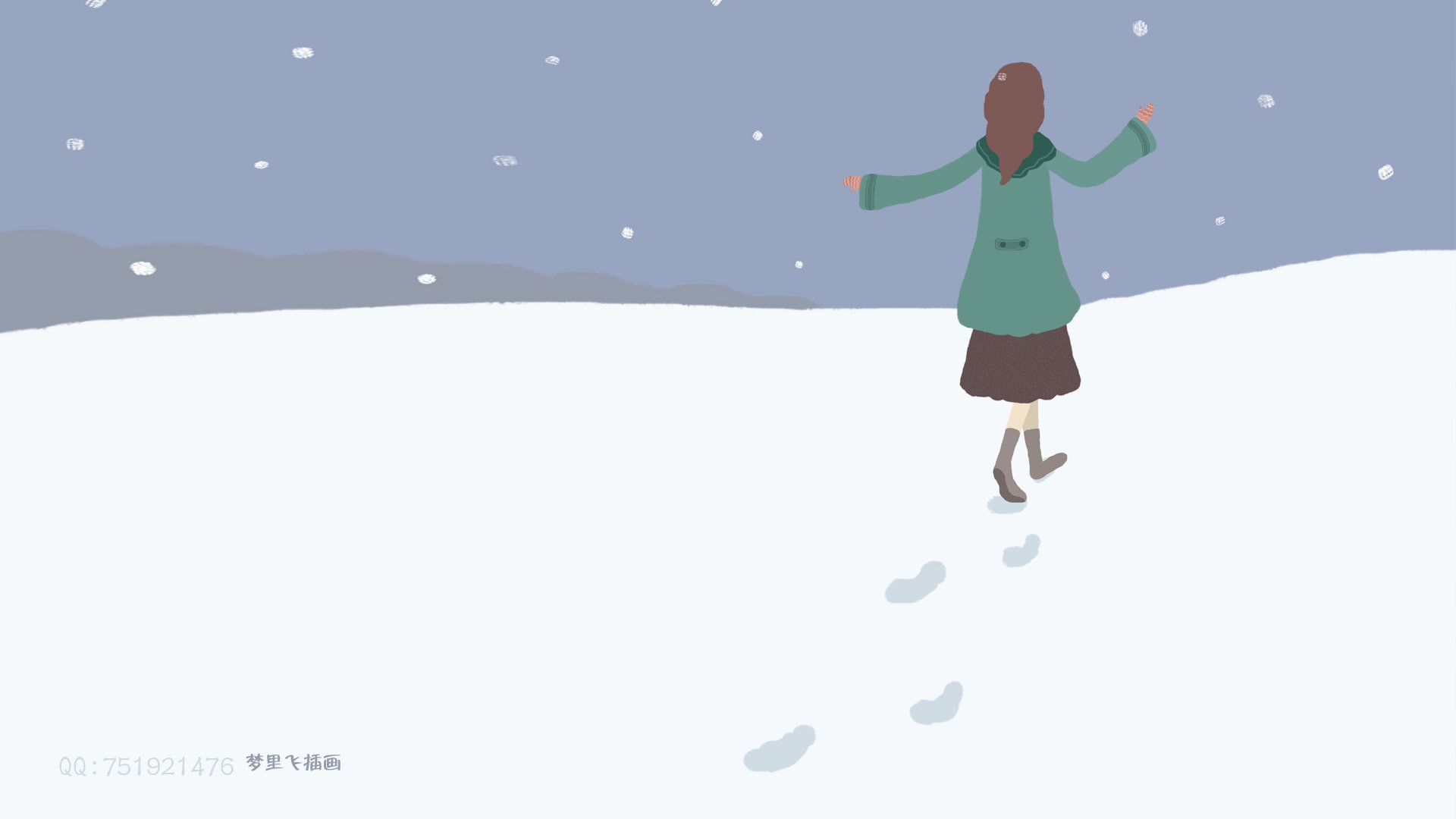 梦里飞插画 女孩 梦幻