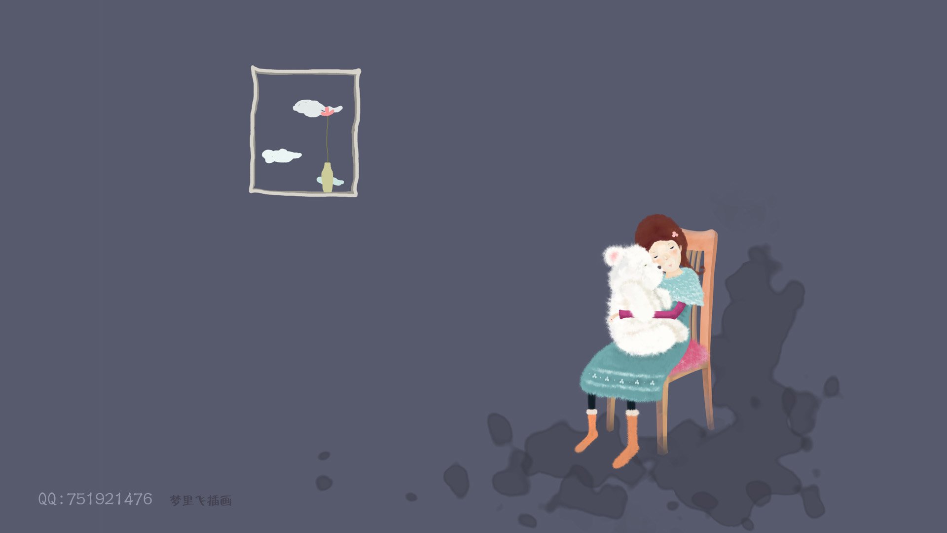 梦里飞插画 女孩 梦幻
