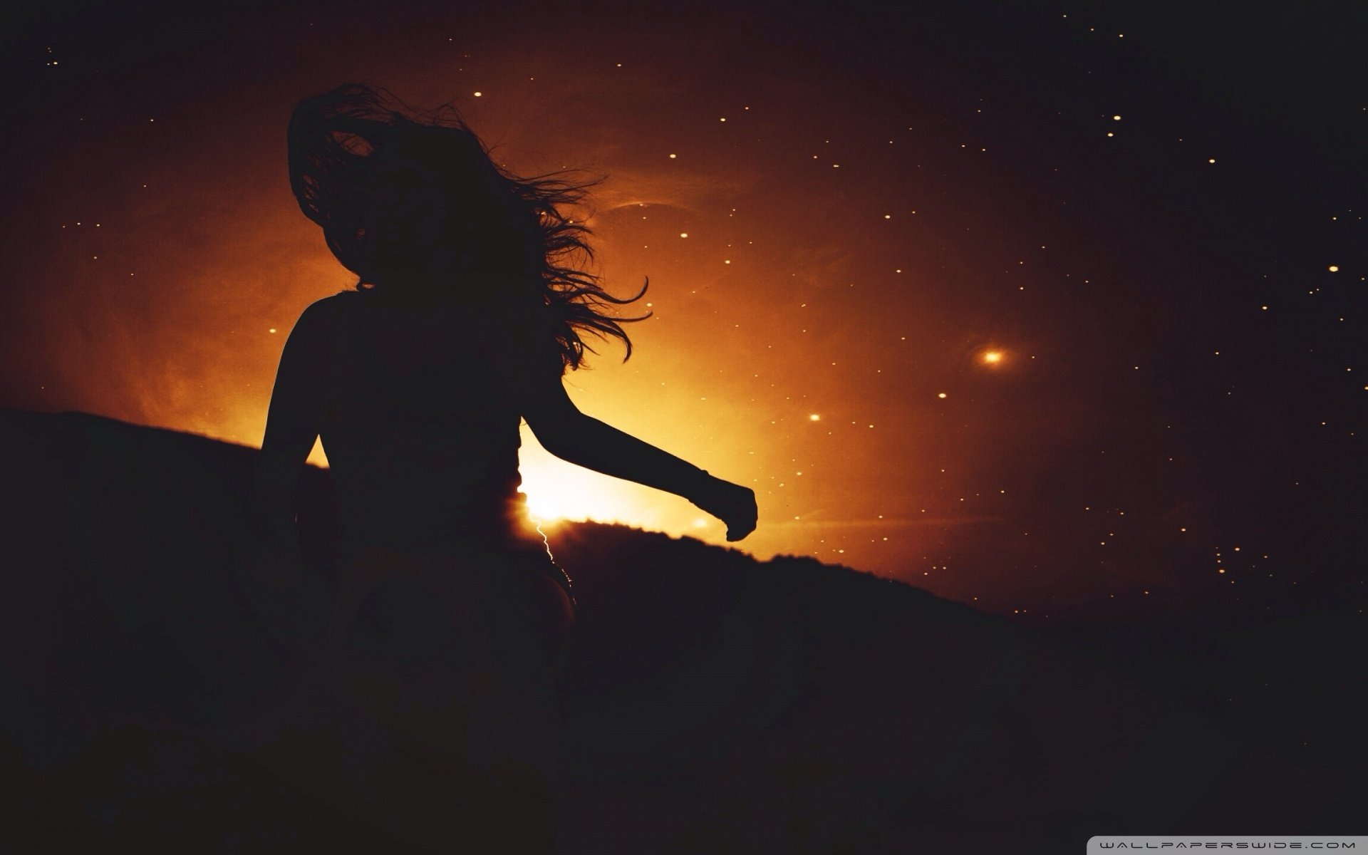 小清新 唯美 青春 美女 影子 夕阳 背影