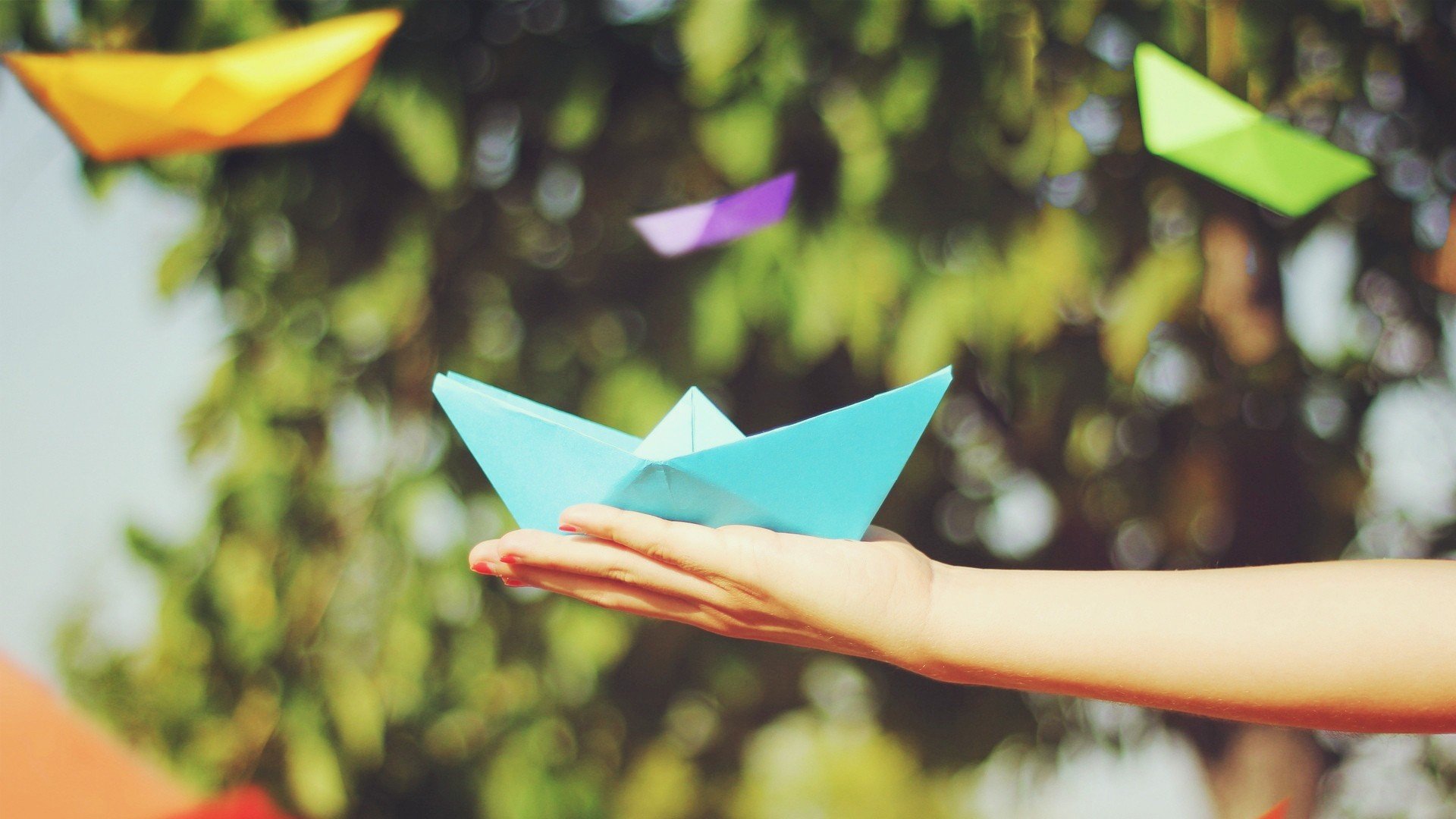 小清新 唯美 折纸 愿望 心愿 纸船 小船