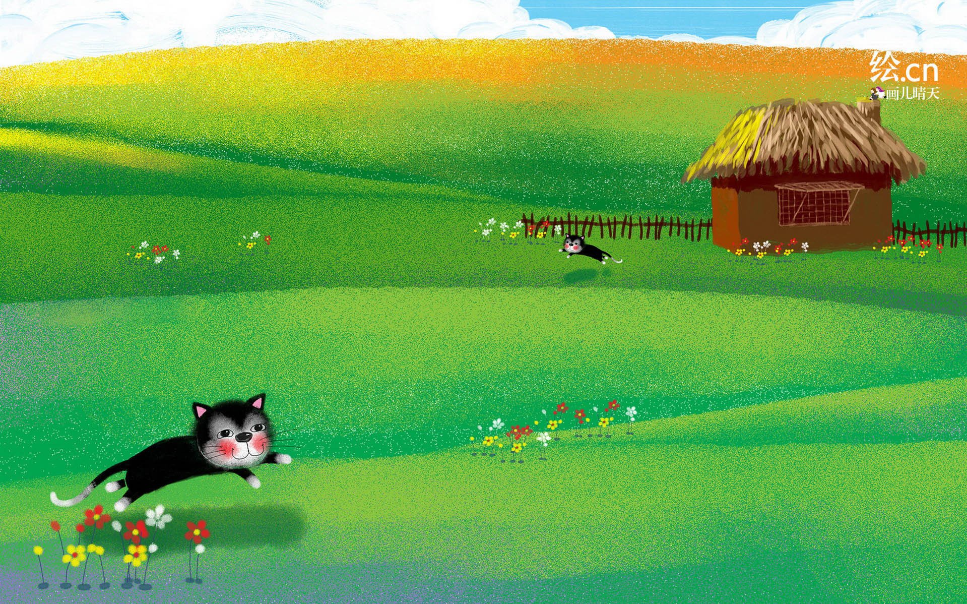 画儿晴天 童趣 手绘