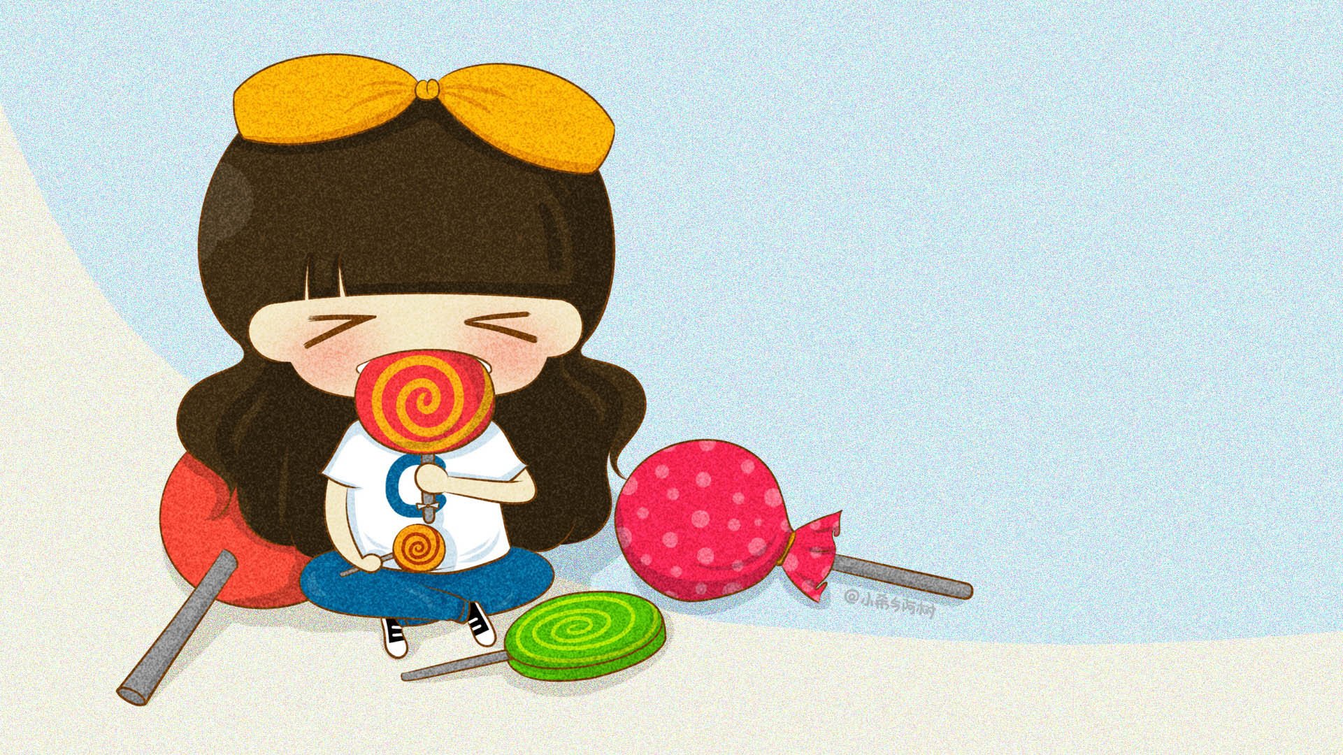 小希和阿树 卡通 手绘 可爱  爱情