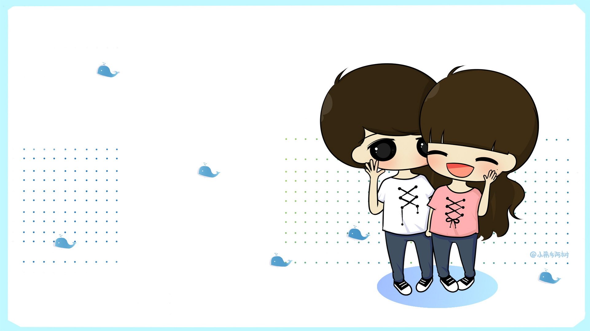 小希和阿树 卡通 手绘 可爱  爱情