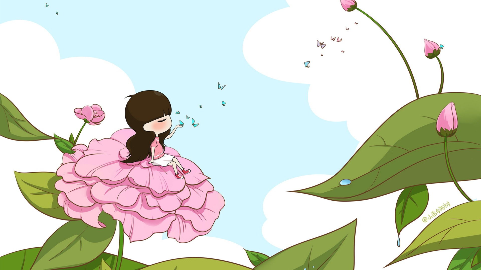 小希和阿树 卡通 手绘 可爱  爱情