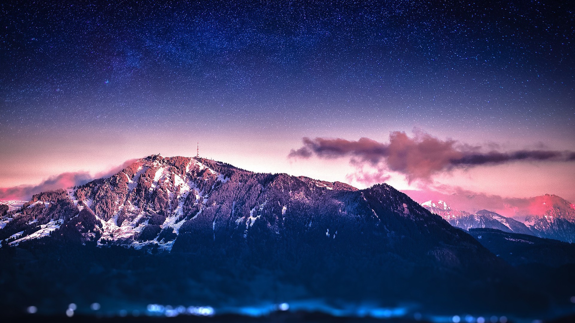 风景 高山 星空