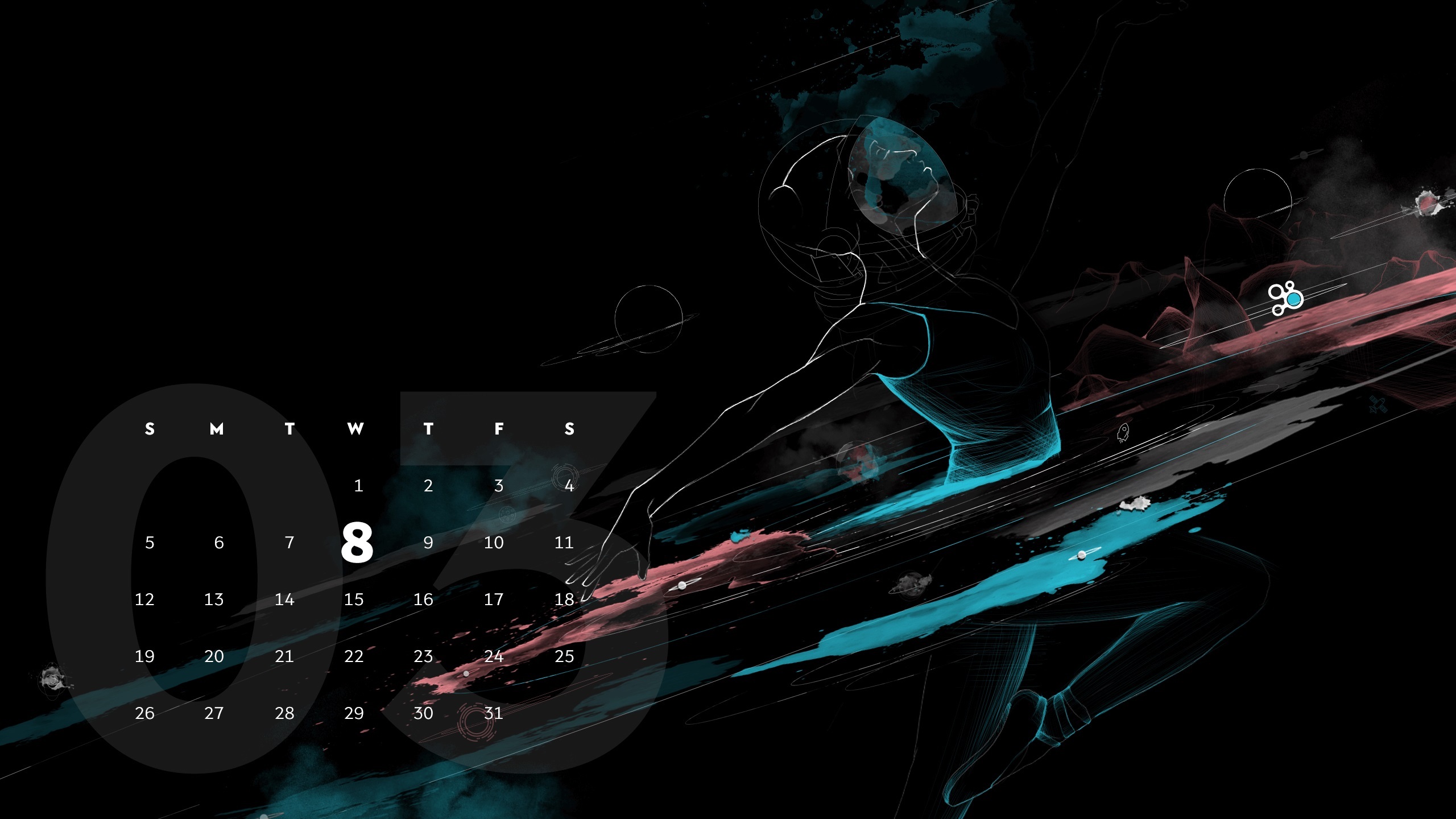 2017年3月 手绘 宇宙 太空 星球 线条
