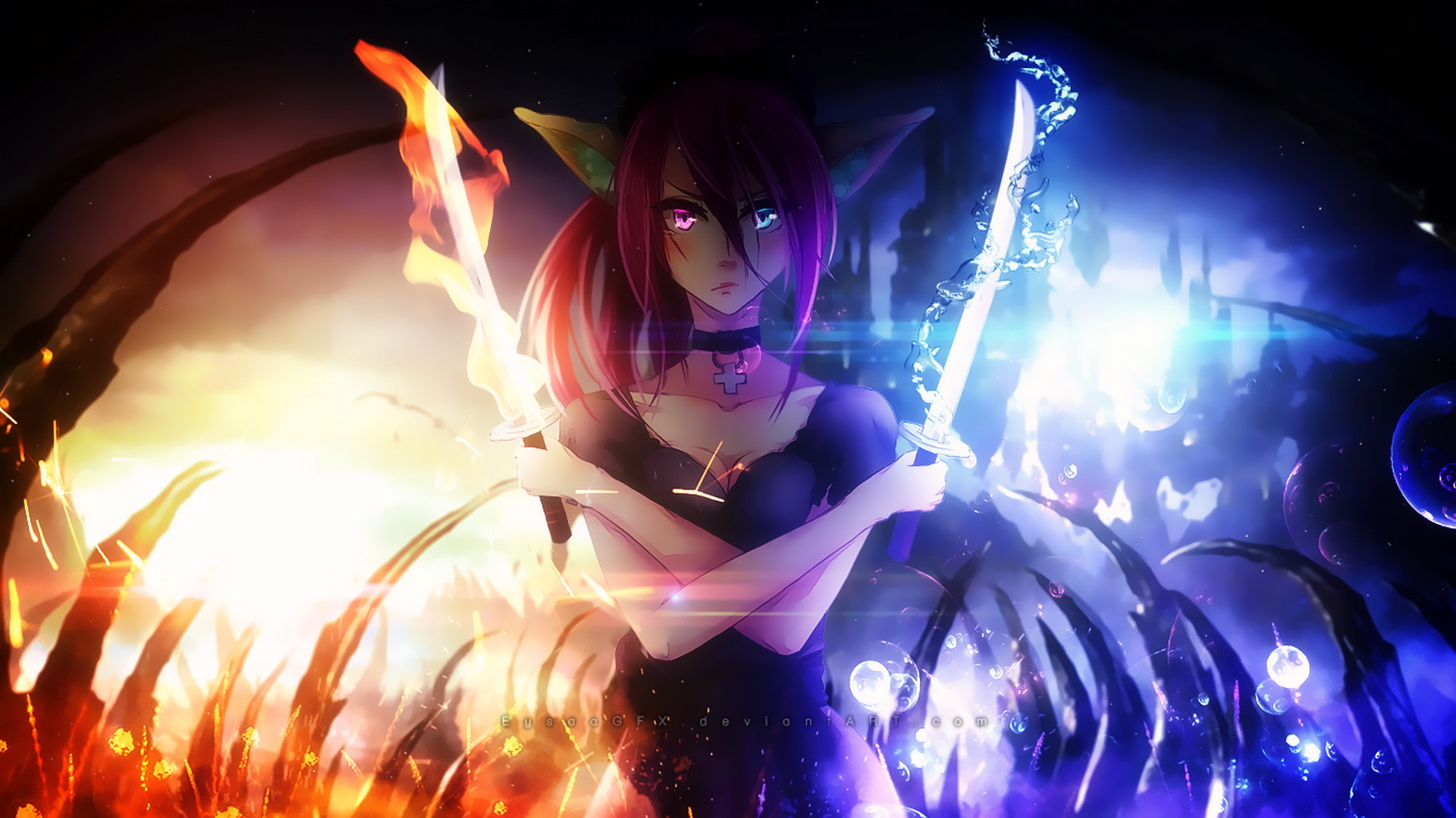 卡通 精灵女 冰火