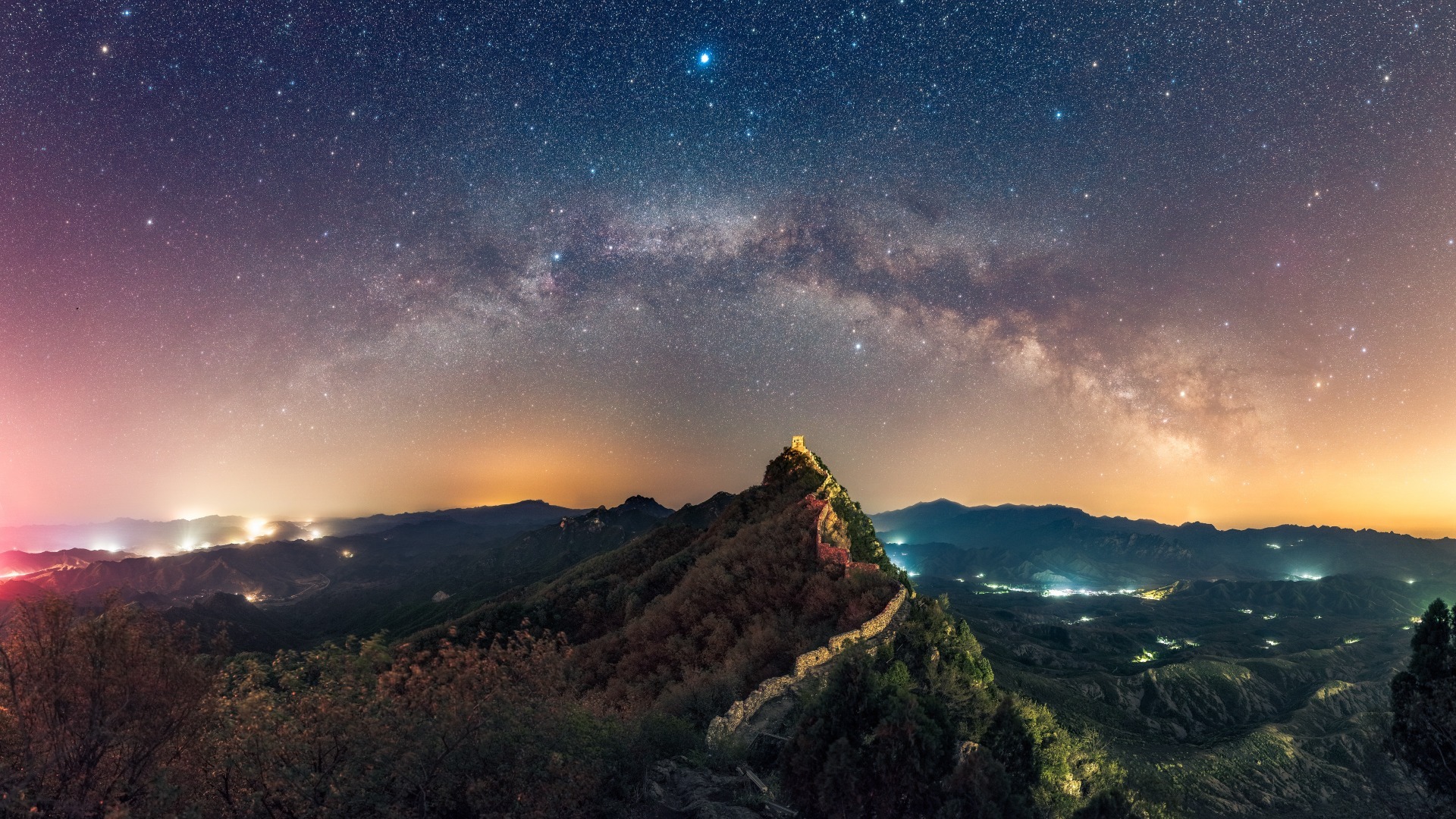 风景 奇幻梦境 山川 星空
