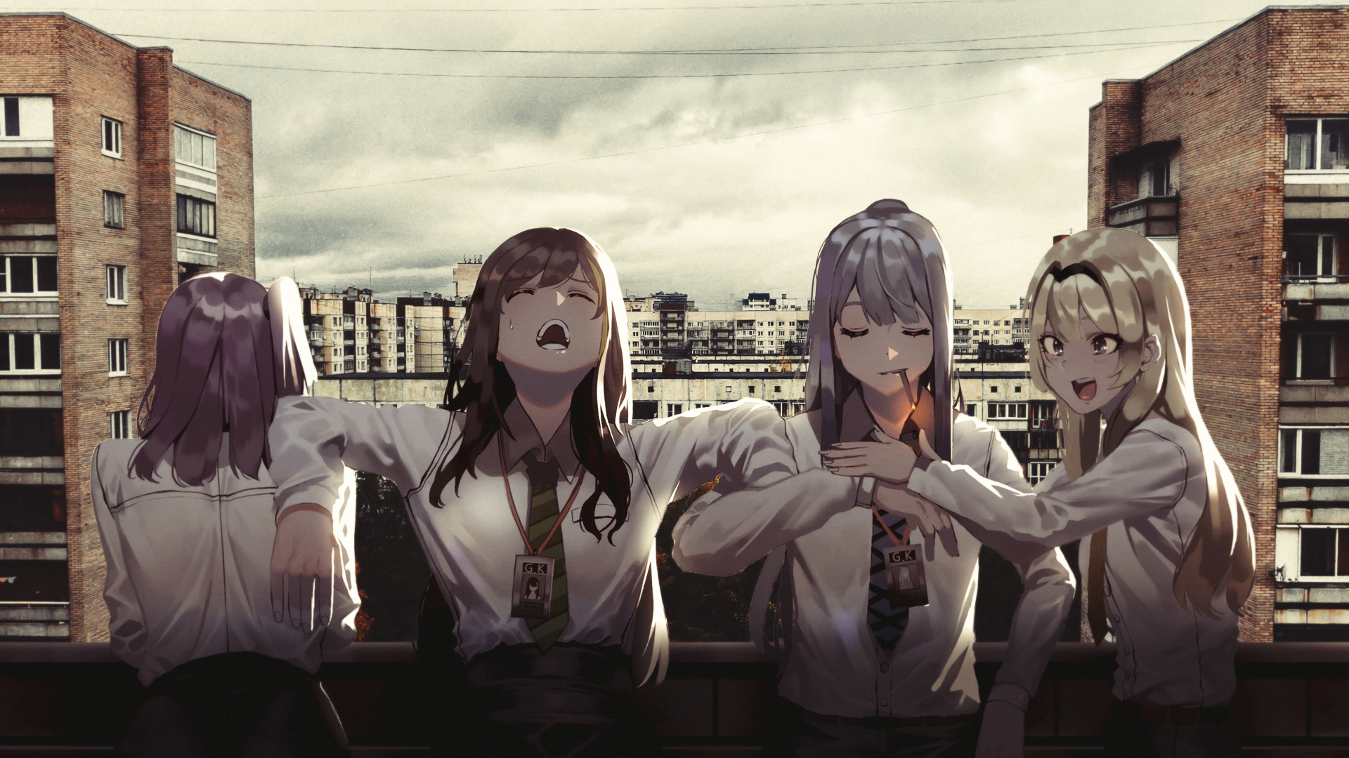 卡通人物 飞女 抽烟 校园