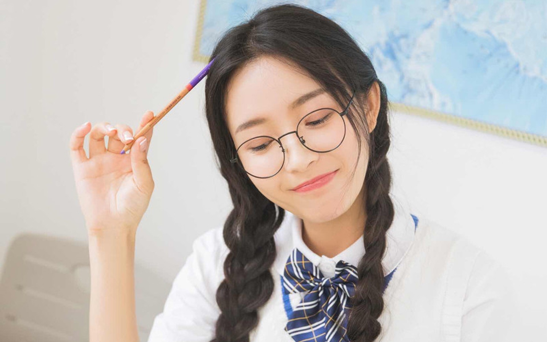 清新美女 文静 校服