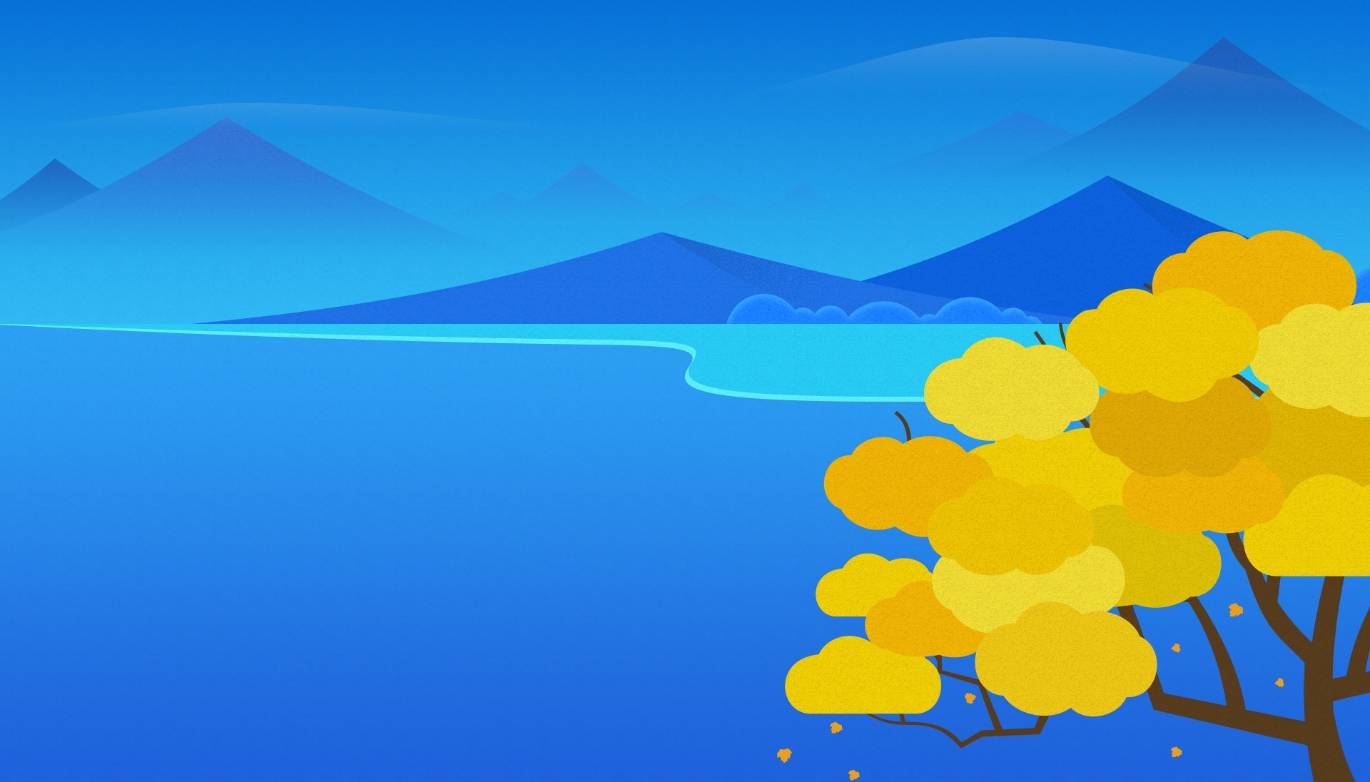 漫画 手绘 秋天 落叶 蓝色