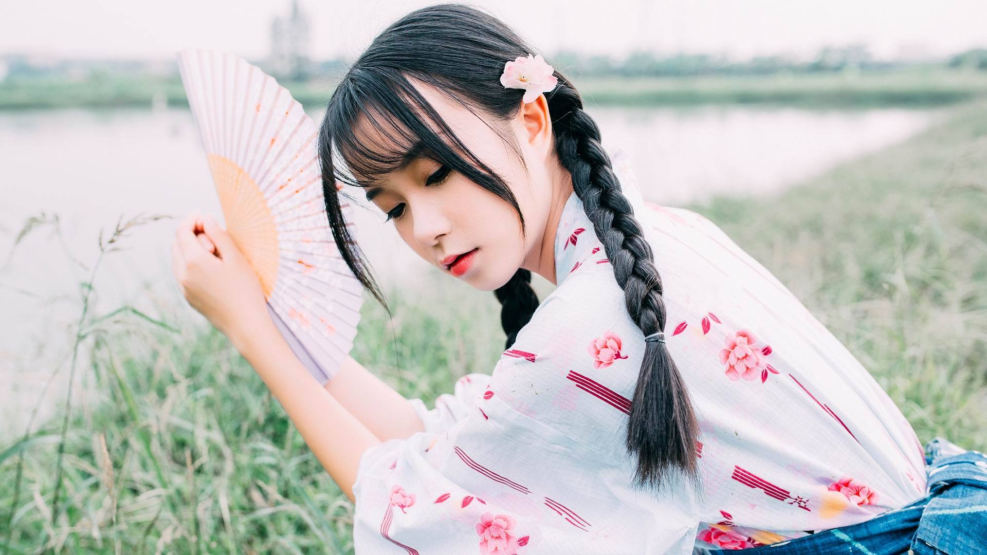 清纯 唯美 日系 和服 扇子
