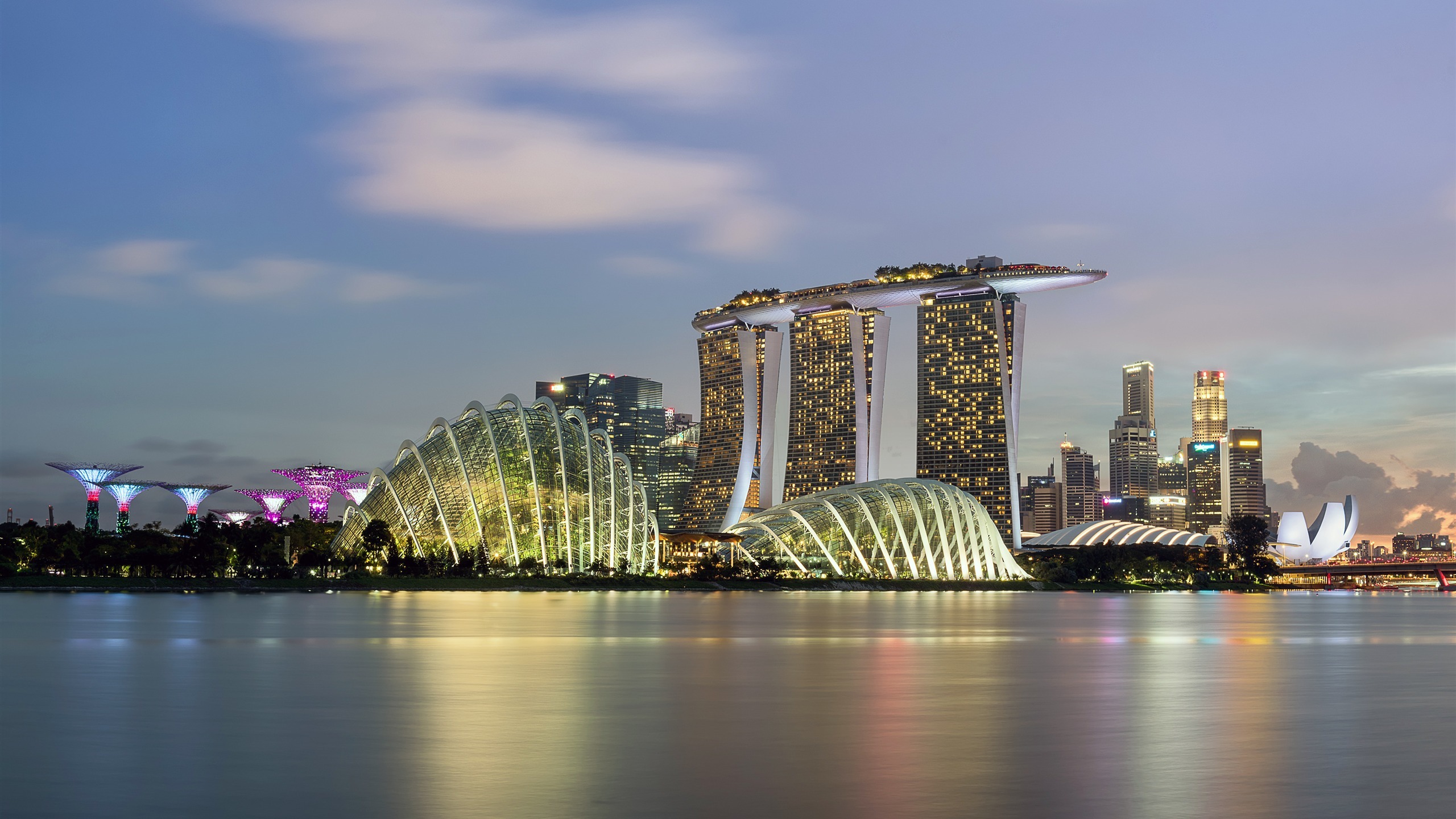 风景 城市夜景 新加坡 建筑 倒影