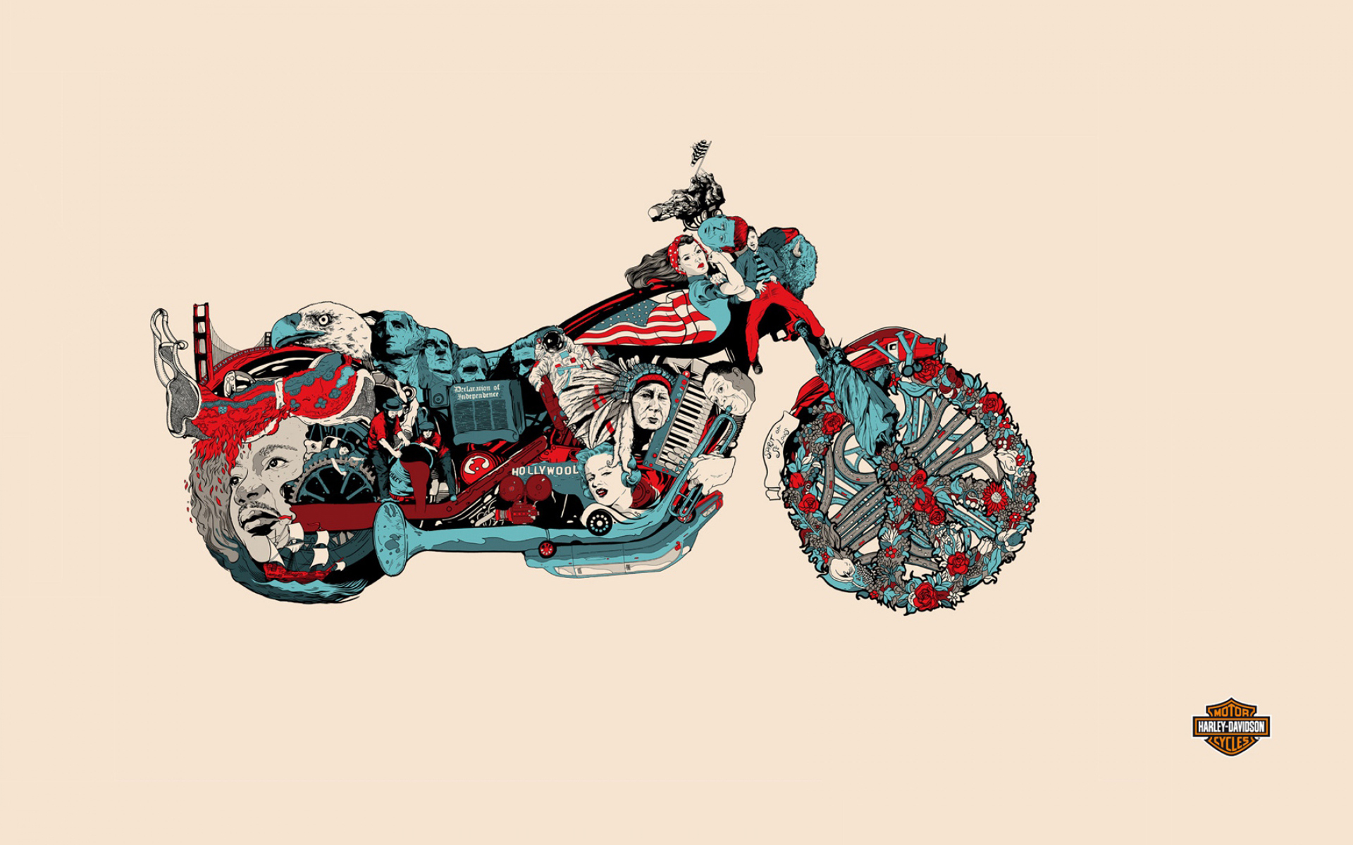 创意 手绘摩托车