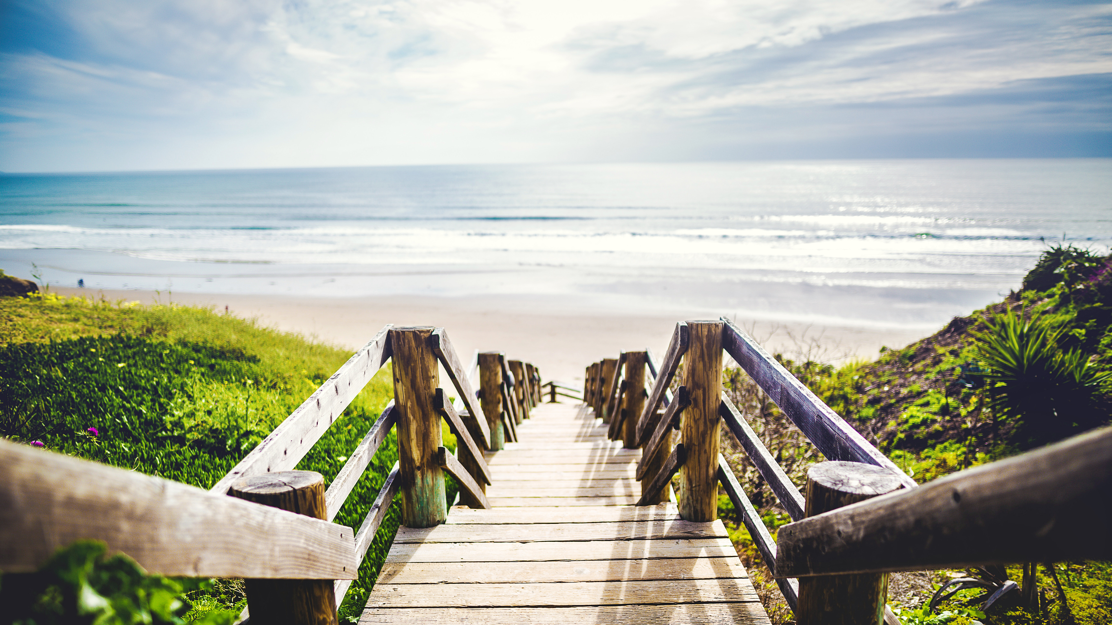4K 风景 大海 栈桥 沙滩