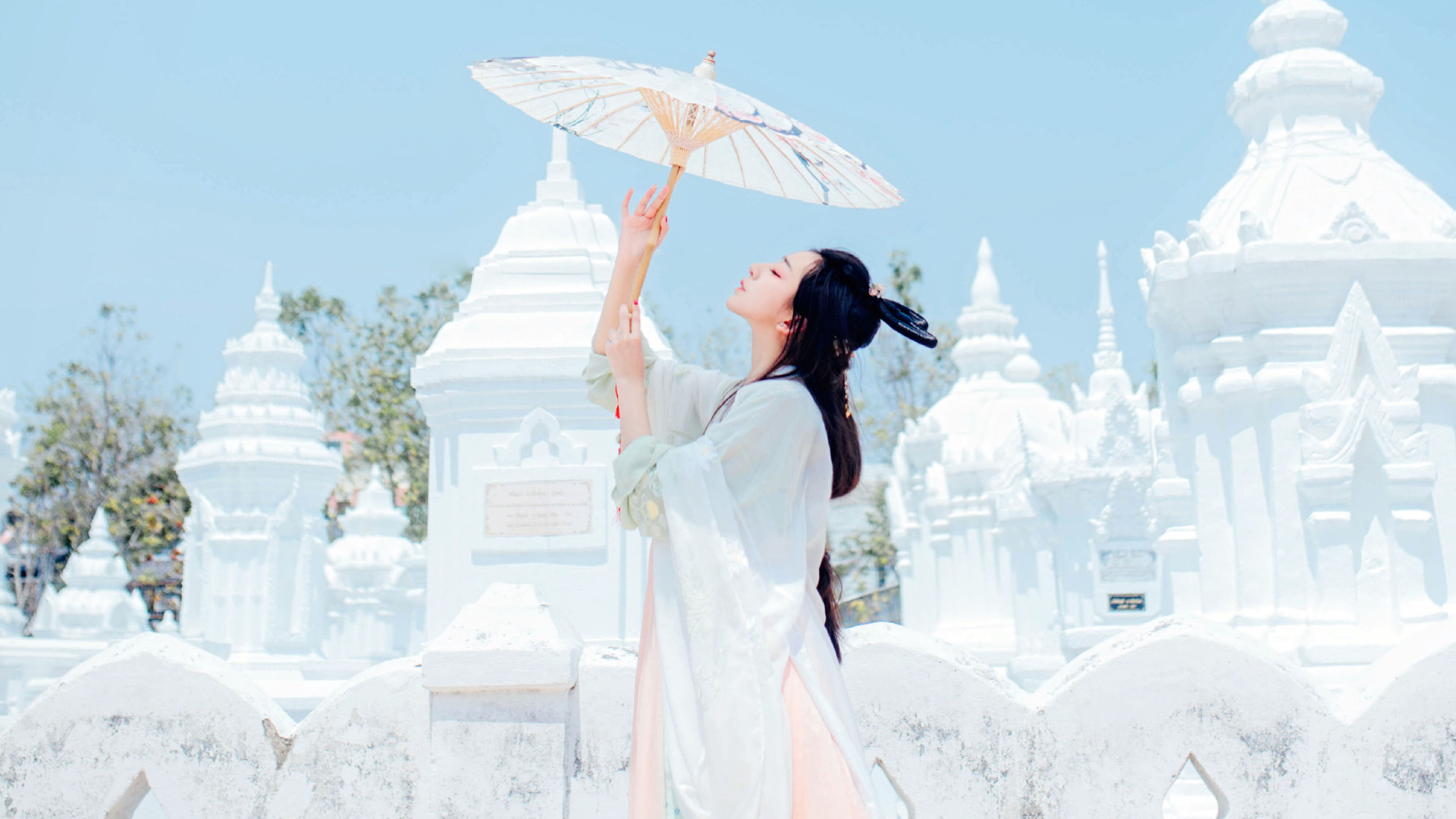 文艺古风 白衣 纸伞