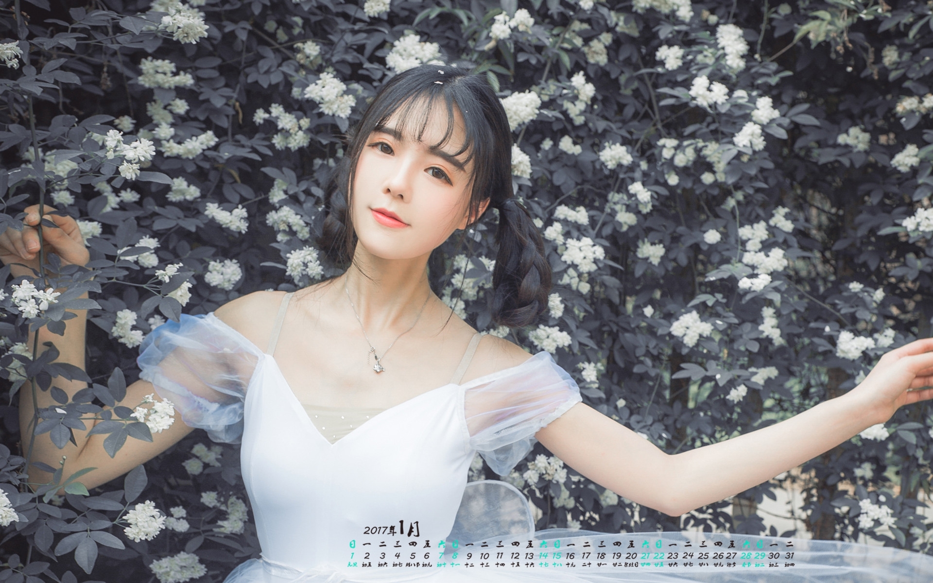 1月 美女 鲜花